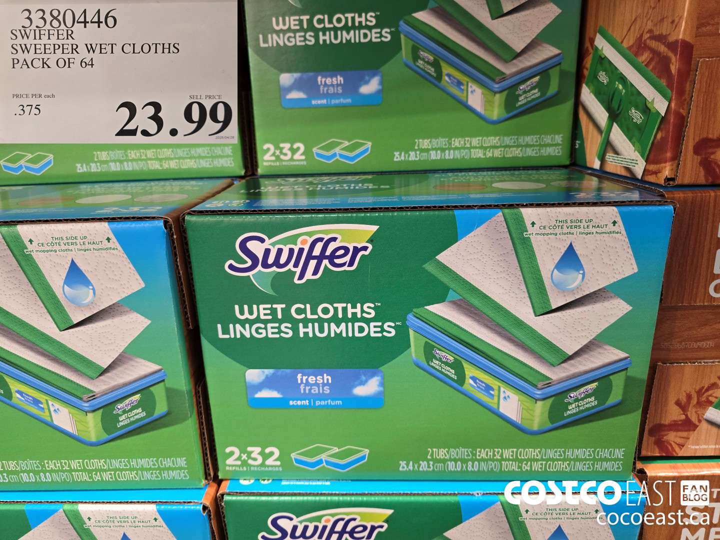 3380446 SWIFFER SWEEPER WET CLOTHS PACK OF 64 $23.99
