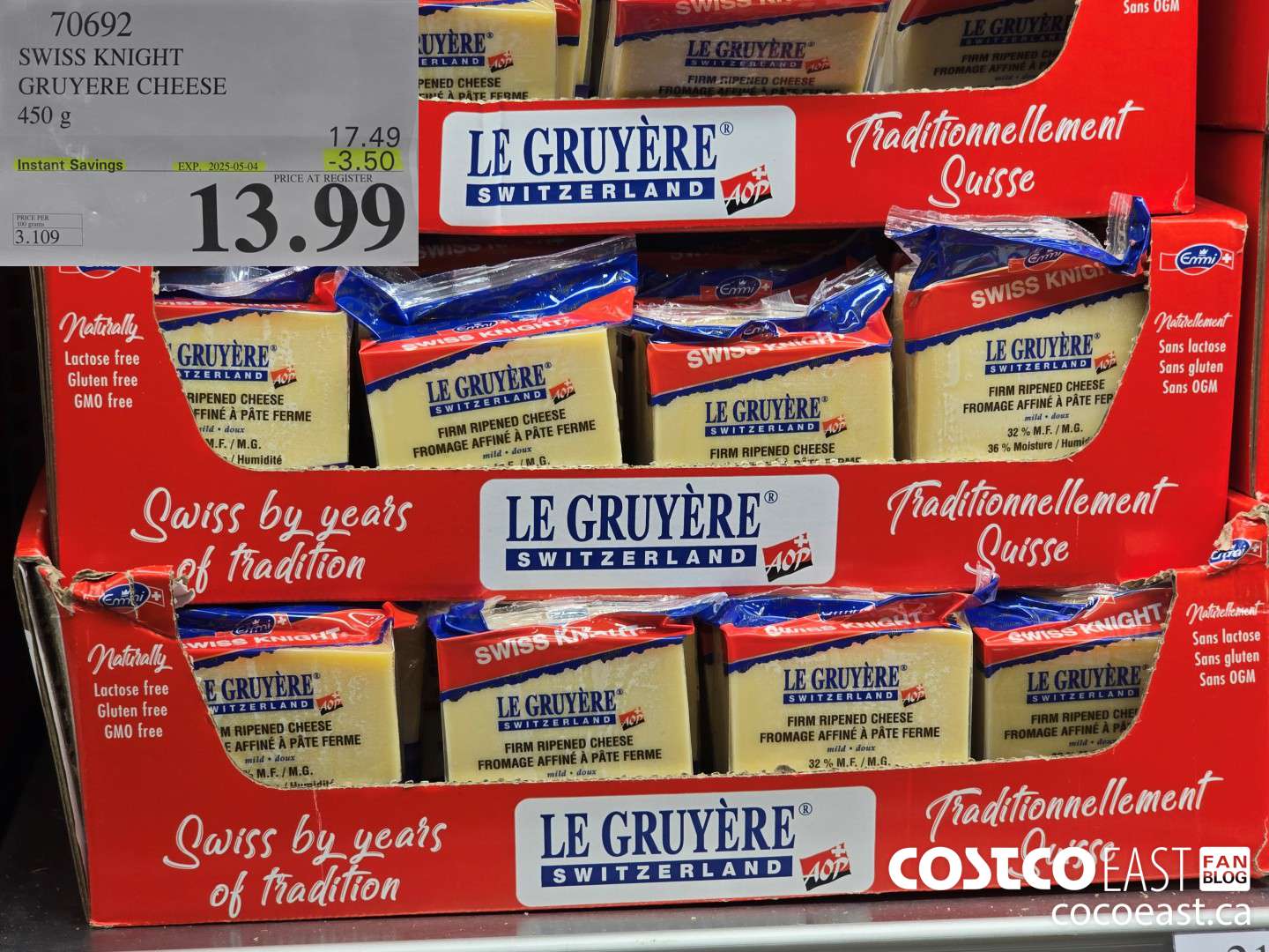70692 SWISS KNIGHT GRUYERE CHEESE 450 g ($3.50 INSTANT SAVINGS EXPIRES ON 2025-05-04) $13.99