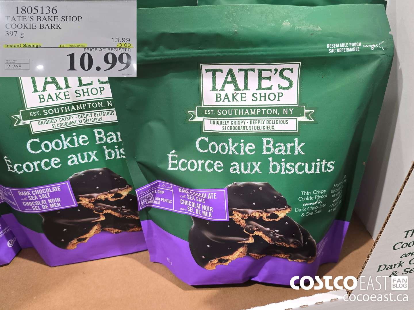 1805136 TATE'S BAKE SHOP COOKIE BARK 397 g  ($3.00 INSTANT SAVINGS EXPIRES ON 2025-05-04) $10.99
