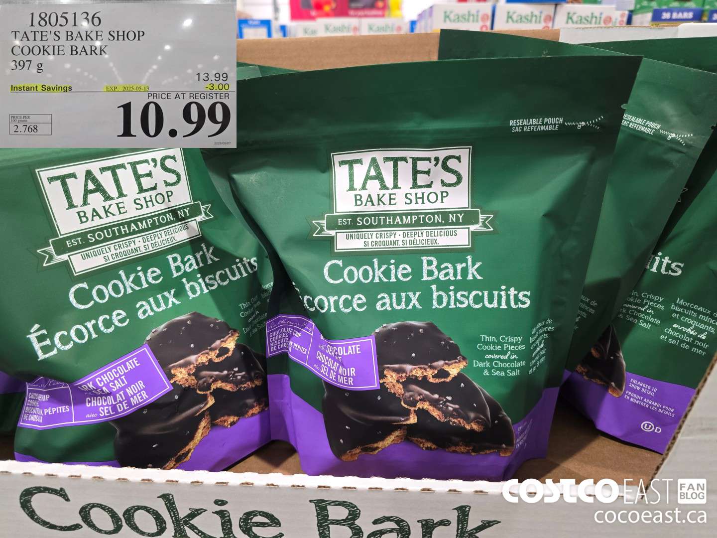 1805136 TATE'S BAKE SHOP COOKIE BARK 397 g  ($3.00 INSTANT SAVINGS EXPIRES ON 2025-05-13) $10.99