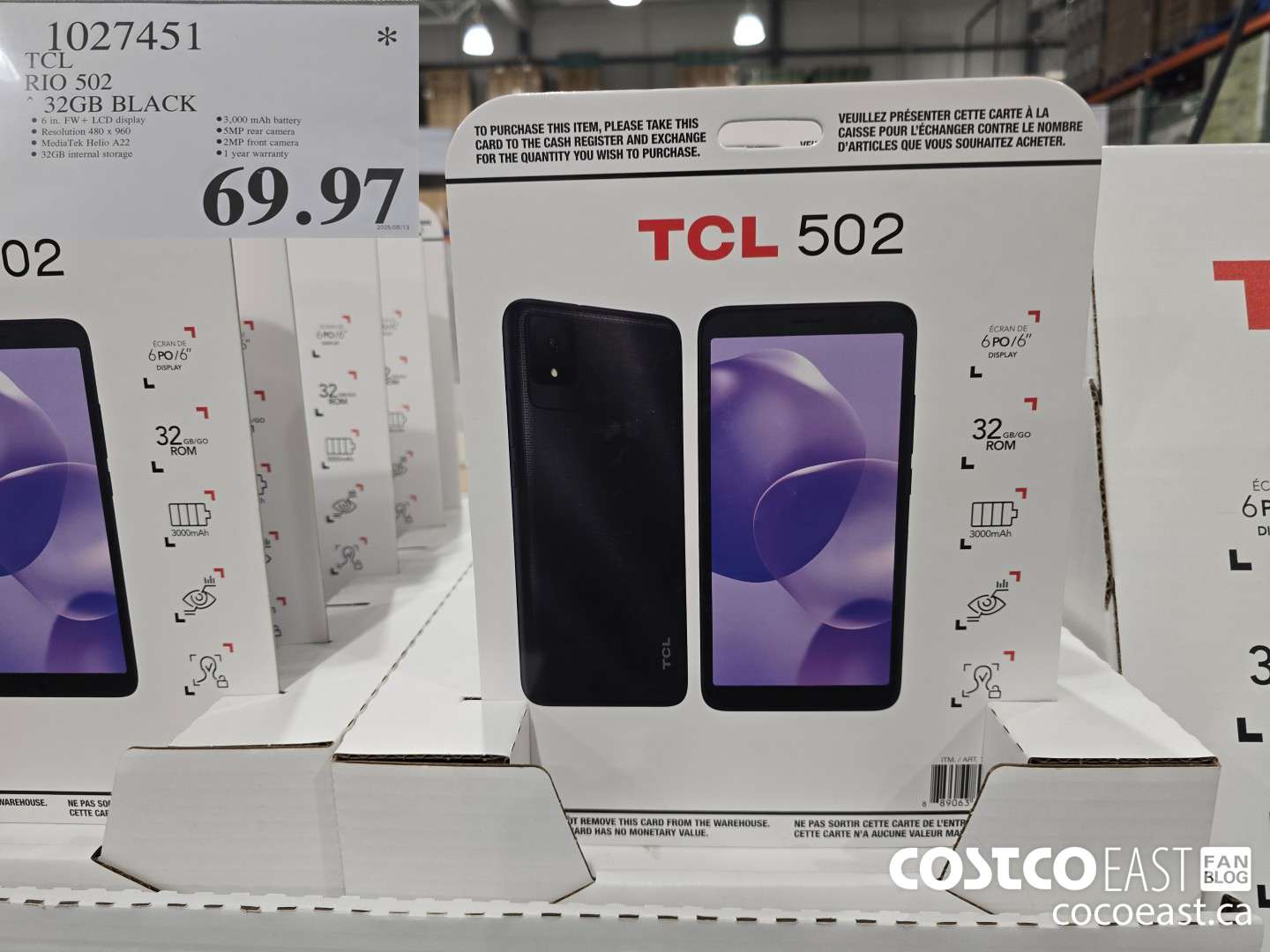 1027451 TCL RIO 502 32GB BLACK $69.97