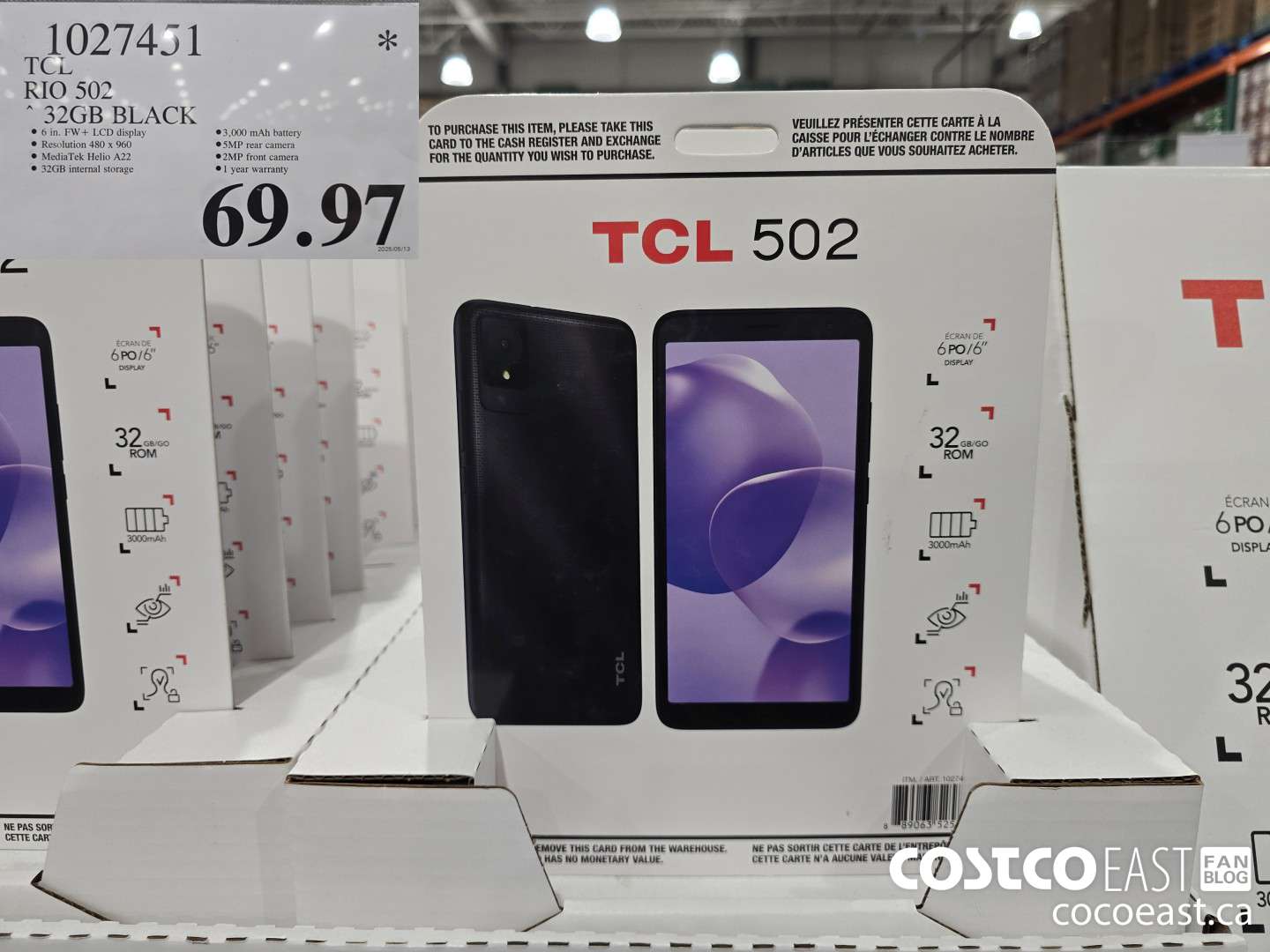 1027451 TCL RIO 502 32GB BLACK $69.97