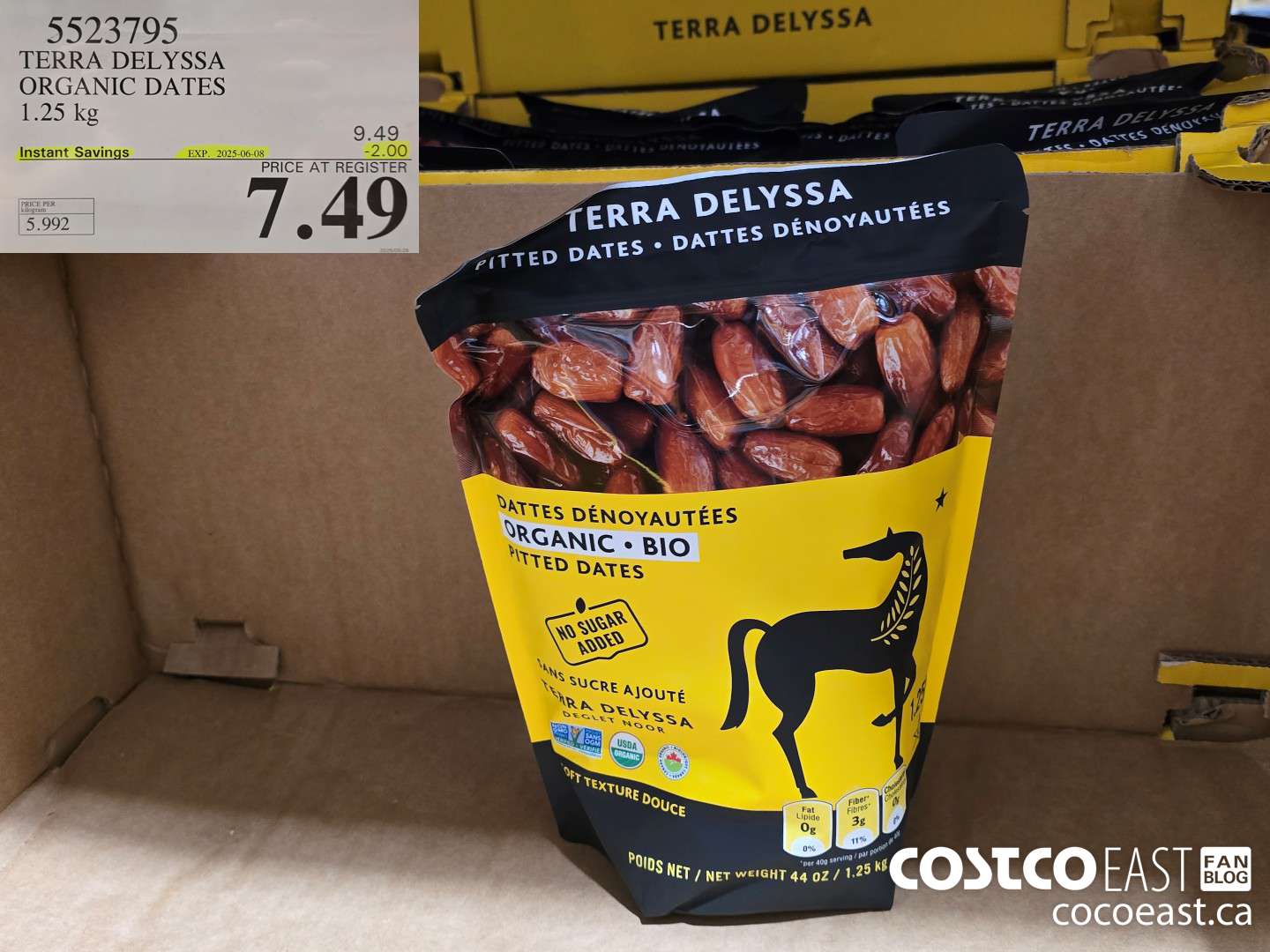 5523795 TERRA DELYSSA ORGANIC DATES 1.25 KG ($2.00 INSTANT SAVINGS EXPIRES ON 2025-06-08) $7.49