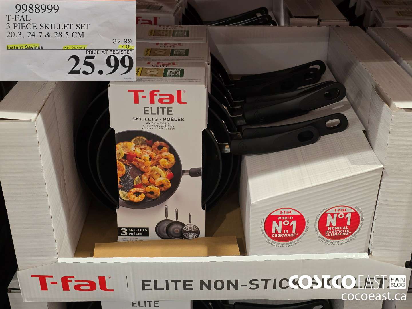 9988999 T-FAL 3 PIECE SKILLET SET 20.3, 24.7, & 28.5 CM ($7.00 INSTANT SAVINGS EXPIRES ON 2025-05-11) $25.99