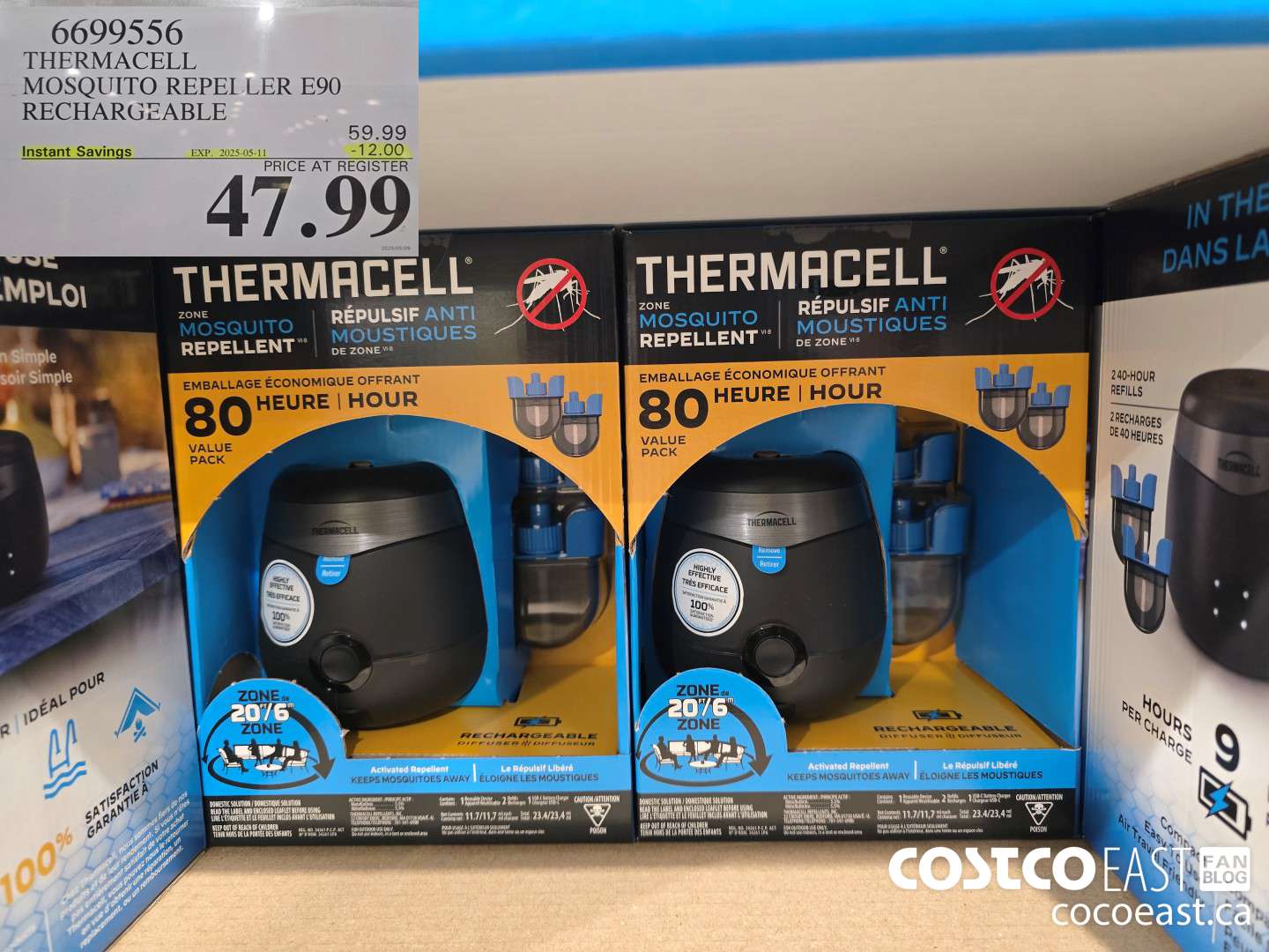 6699556 THERMACELL MOSQUITO REPELLER E90 RECHARGEABLE ($12.00 INSTANT SAVINGS EXPIRES ON 2025-05-11) $47.99