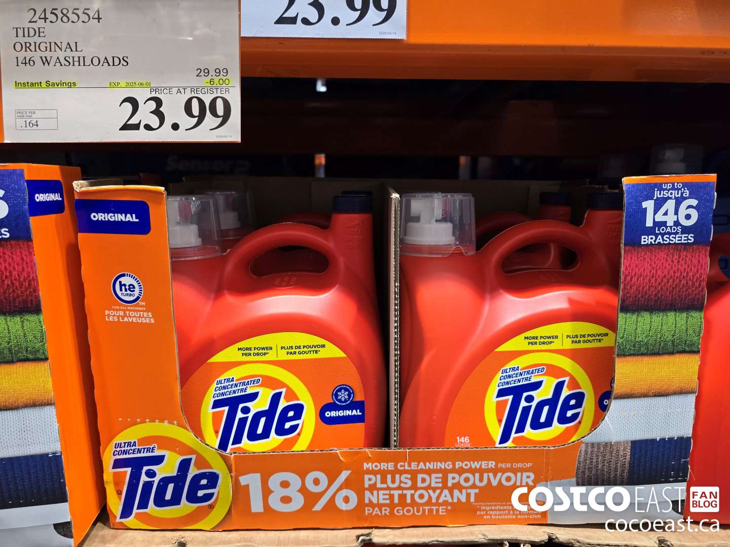 2458554 TIDE ORIGINAL 146 WASHLOADS ($6.00 INSTANT SAVINGS EXPIRES ON 2025-06-01) $23.99