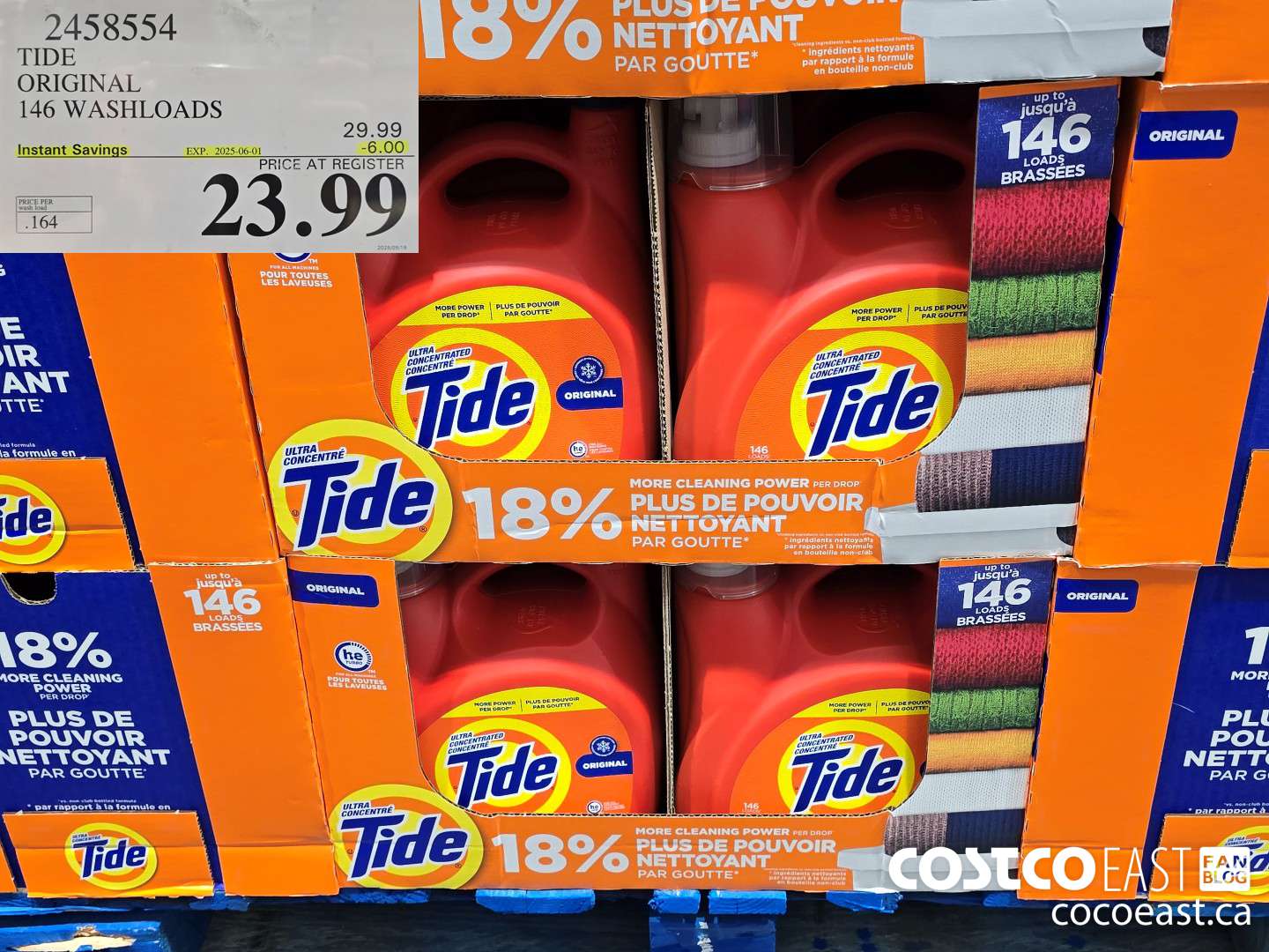 2458554 TIDE ORIGINAL 146 WASHLOADS ($6.00 INSTANT SAVINGS EXPIRES ON 2025-06-01) $23.99