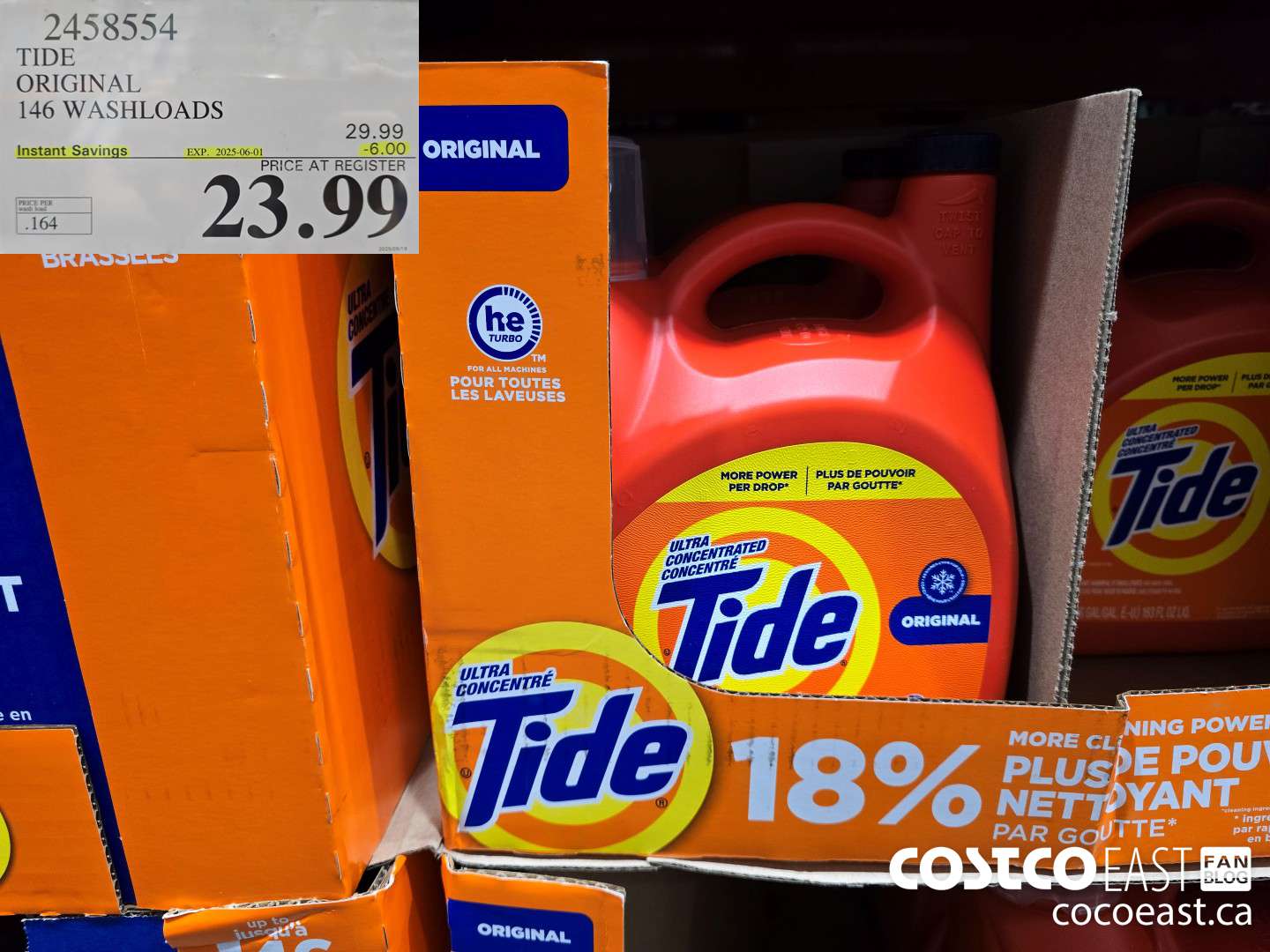 2458554 TIDE ORIGINAL 146 WASHLOADS ($6.00 INSTANT SAVINGS EXPIRES ON 2025-06-01) $23.99