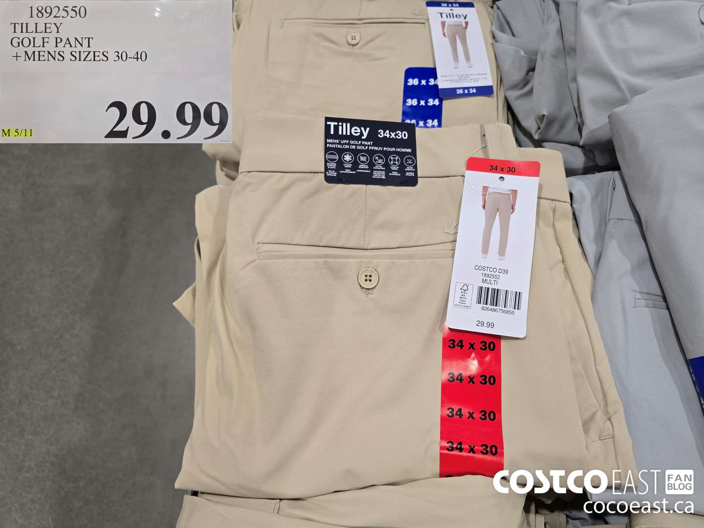 1892550 TILLEY GOLF PANT +MENS SIZES 30-40 $29.99