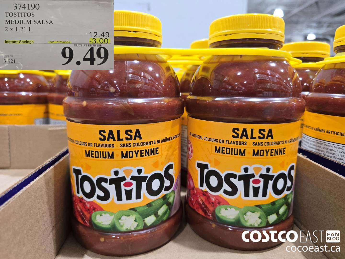 374190 TOSTITOS MEDIUM SALSA 2 X 1.21 L ($2.50 INSTANT SAVINGS EXPIRES ON 2025-05-26) $9.49