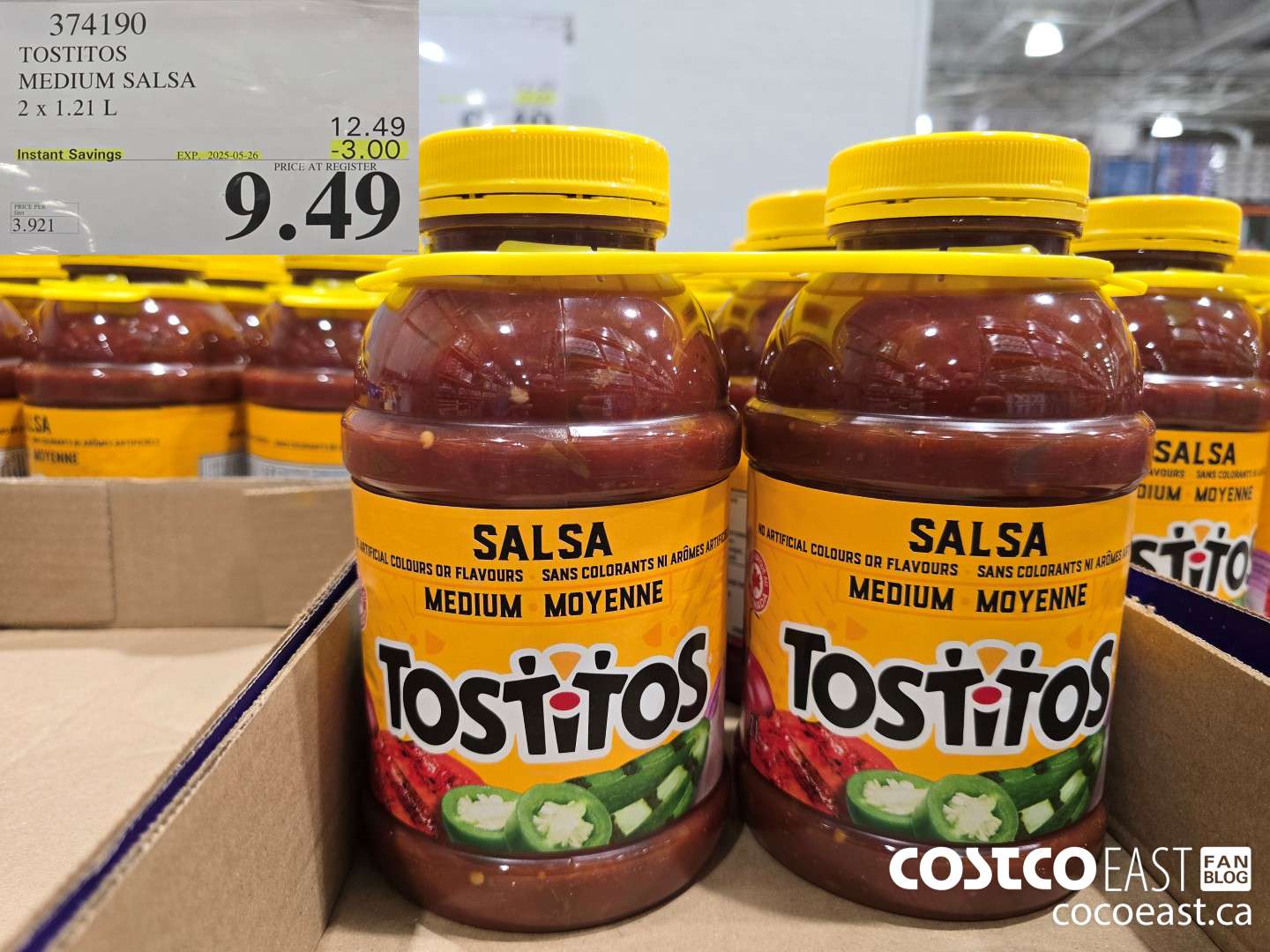 374190 TOSTITOS MEDIUM SALSA 2 X 1.21 L ($2.50 INSTANT SAVINGS EXPIRES ON 2025-05-26) $9.49