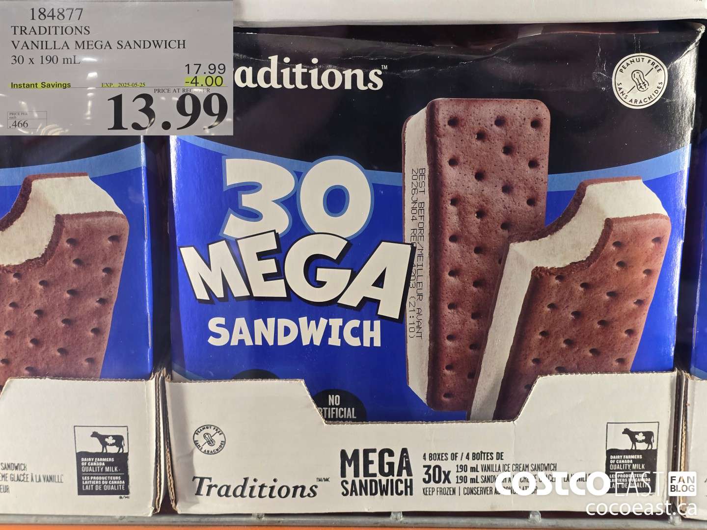 184877 TRADITIONS VANILLA MEGA SANDWICH 30 X 190 ML ($4.00 INSTANT SAVINGS EXPIRES ON 2025-05-25) $13.99