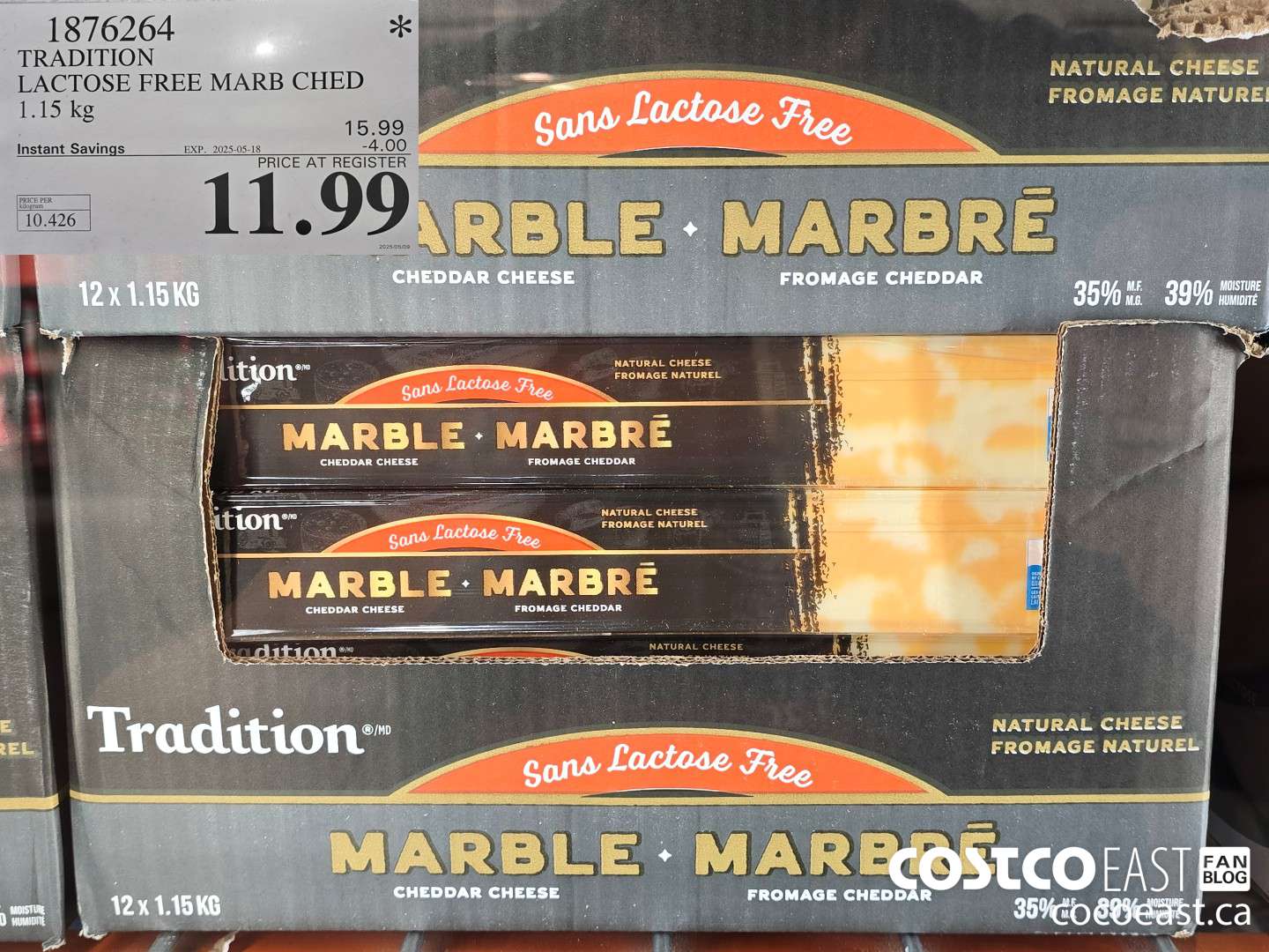 1876264 TRADITION LACTOSE FREE MARB CHED 1.15 KG ($4.00 INSTANT SAVINGS EXPIRES ON 2025-05-18) $11.99