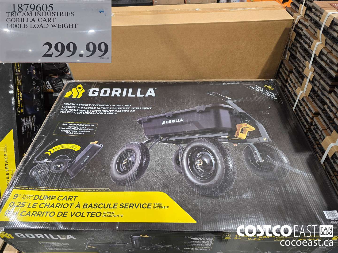 1879605 TRICAM INDUSTRIES GORILLA CART 1400LB LOAD WEIGHT $299.99