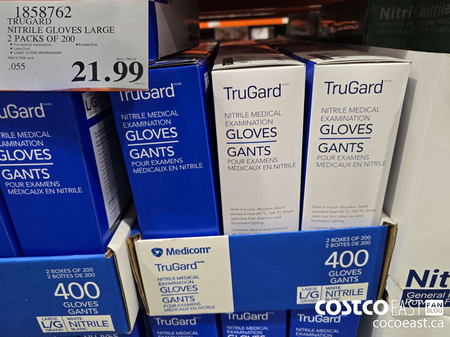 1858762 TRUGAR NITRILE GLOVES LARGE 2 PACKS OF 200 $21.99