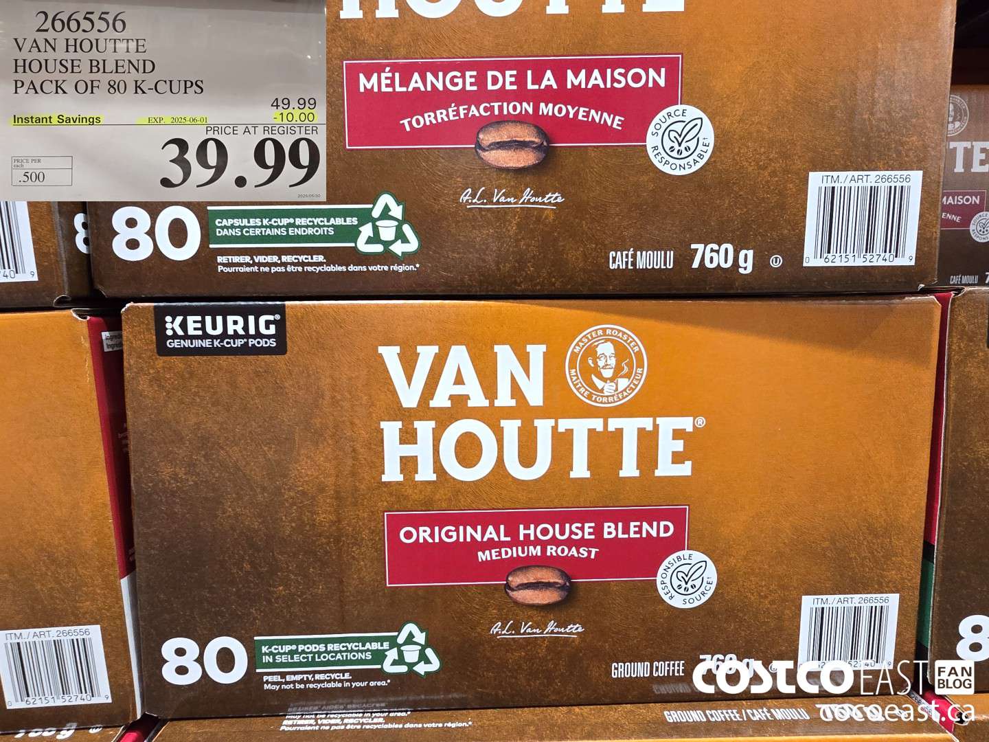 266556 VAN HOUTTE HOUSE BLEND PACK OF 80 K-CUPS ($10.00 INSTANT SAVINGS EXPIRES ON 2025-06-01) $39.99