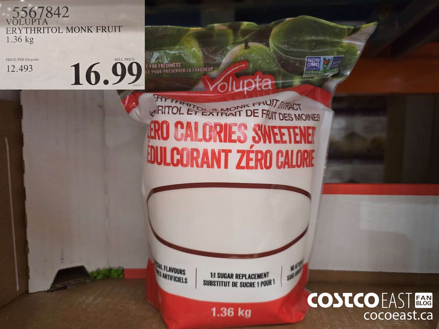 5567842 VOLUPTA ERYTHRITOL MONK FRUIT 1.36 kg $16.99