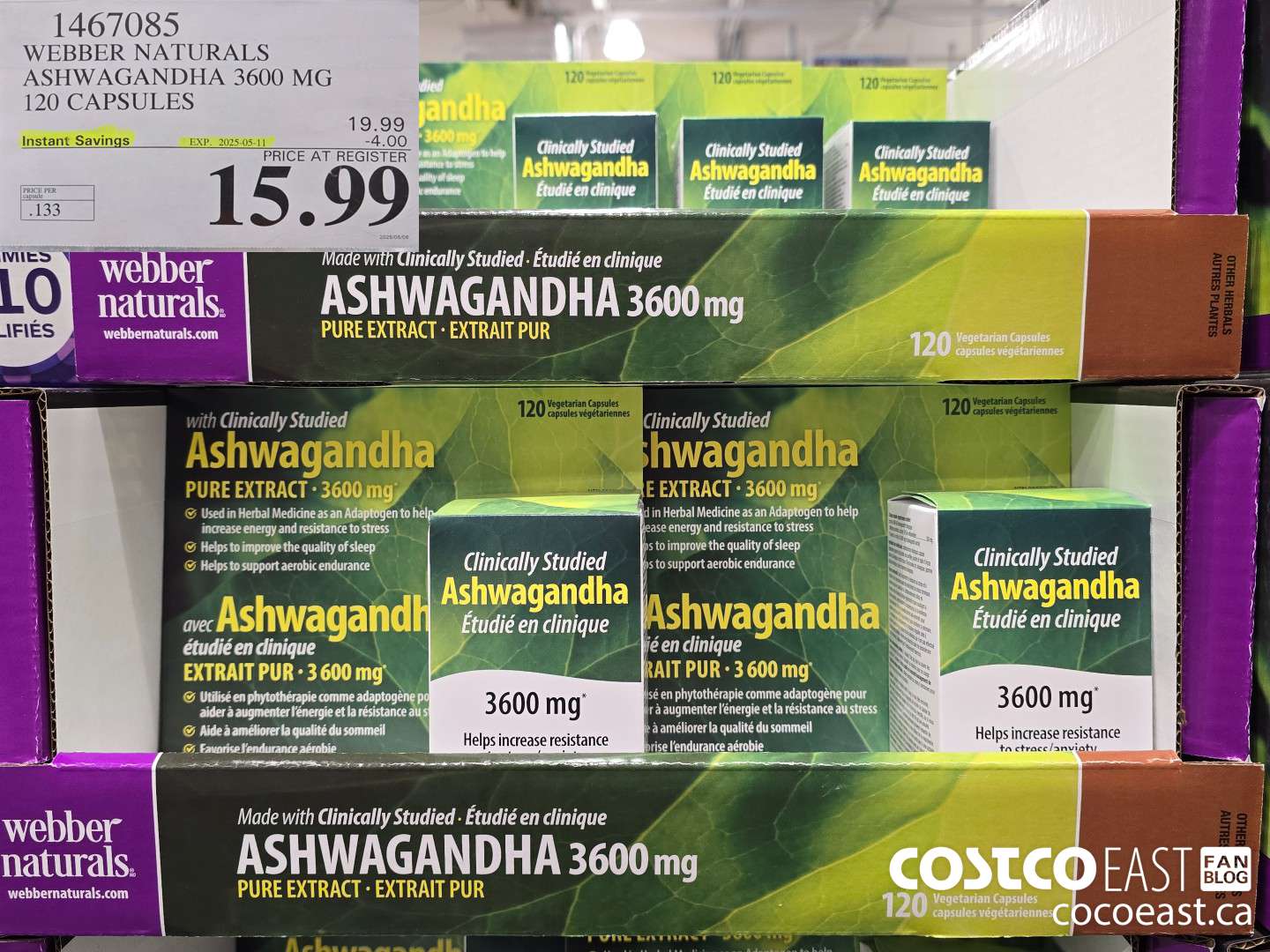 1467085 WEBBER NATURALS ASHWAGANDHA 3600MG 120 VEGETARIAN CAPS ($4.00 INSTANT SAVINGS EXPIRES ON 2025-05-11) $15.99