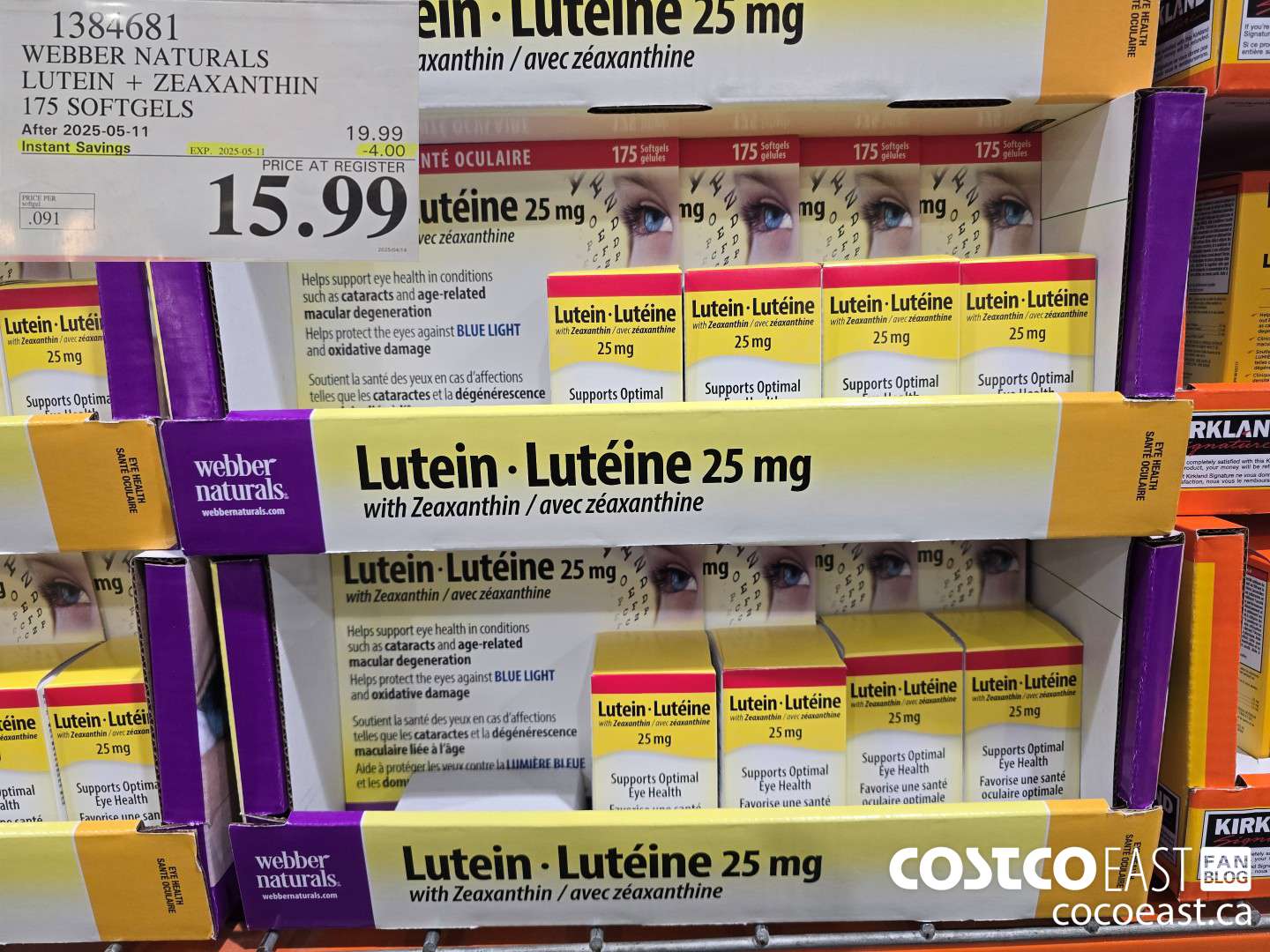1384681 WEBBER NATURALS LUTEIN + ZEAXANTHIN 25 MG 175 SOFTGELS ($4.00 INSTANT SAVINGS EXPIRES ON 2025-05-11) $15.99