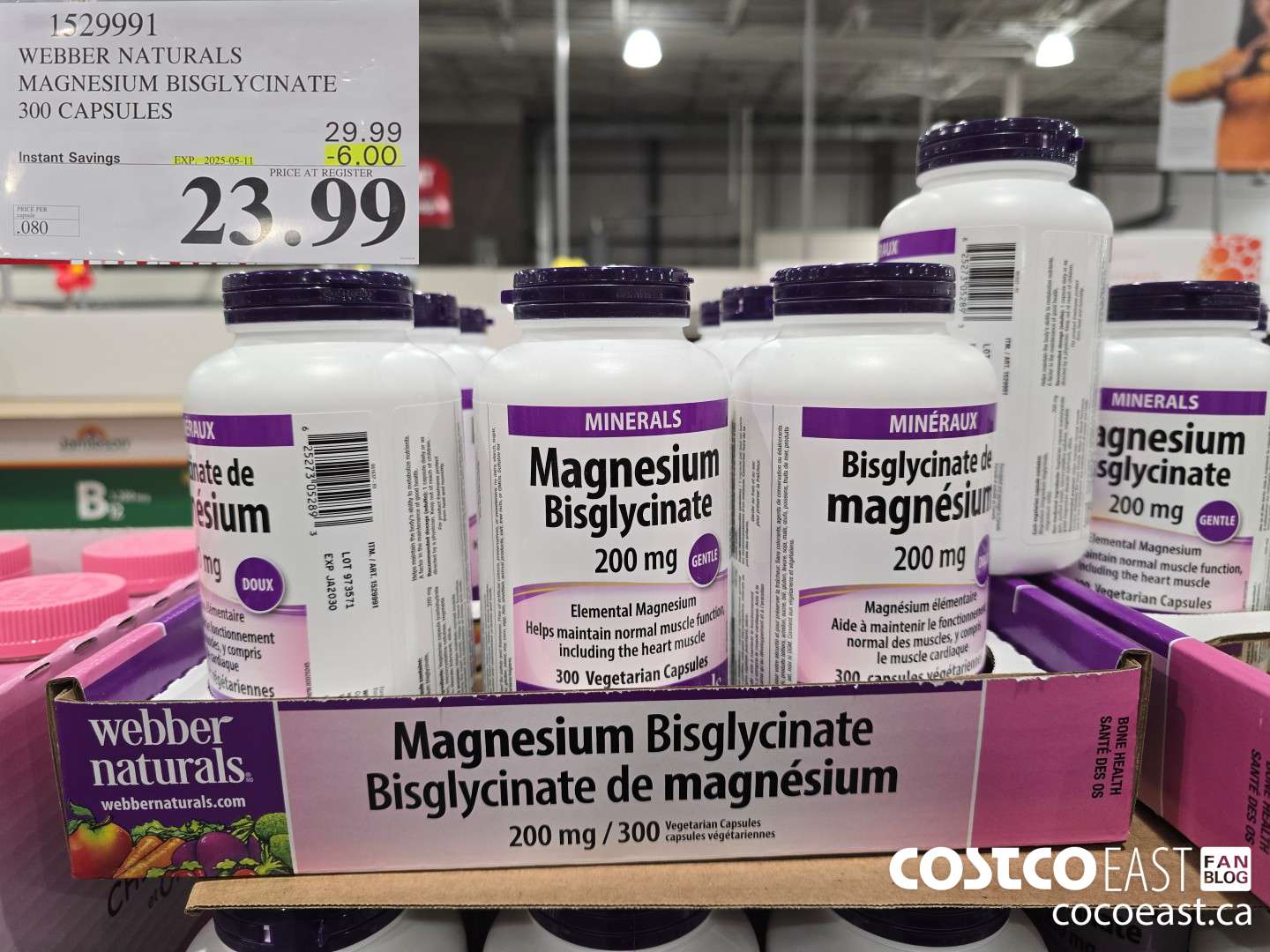 1529991 WEBBER NATURALS MAGNESIUM BISGLYCINATE 300 CAPSULES ($6.00 INSTANT SAVINGS EXPIRES ON 2025-05-11) $23.99
