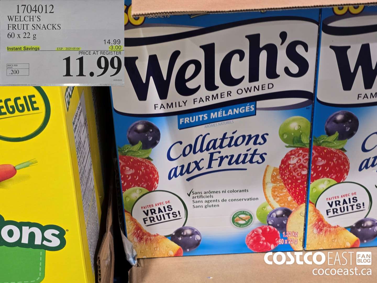 1704012 WELCH'S FRUIT SNACKS 60 X 22 G ($3.00 INSTANT SAVINGS EXPIRES ON 2025-05-04) $11.99