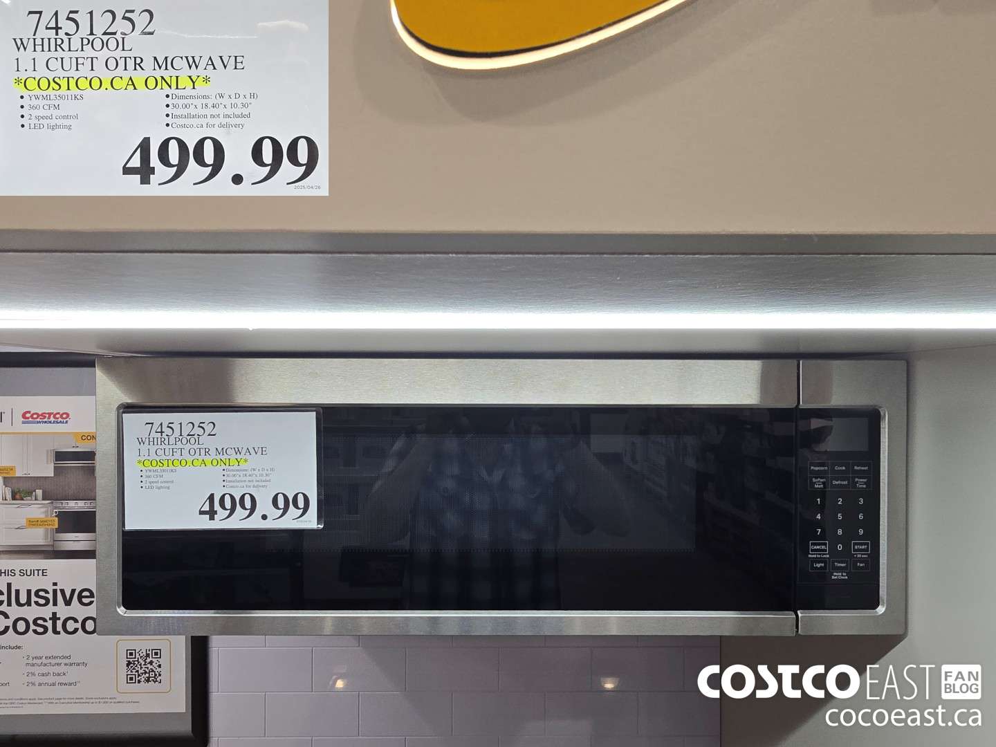 7451252 WHIRLPOOL 1.1 CUFT OTR MCWAVE *COSTCO.CA ONLY* $499.99