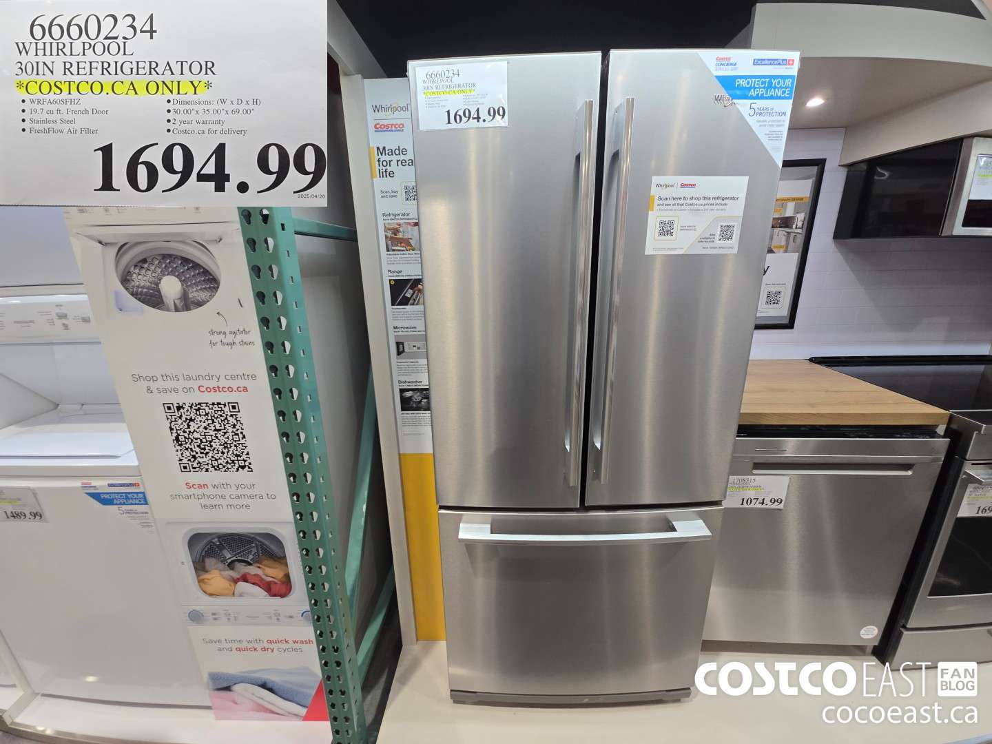 6660234 WHIRLPOOL 30IN REFRIGERATOR *COSTCO.CA ONLY* $1694.99