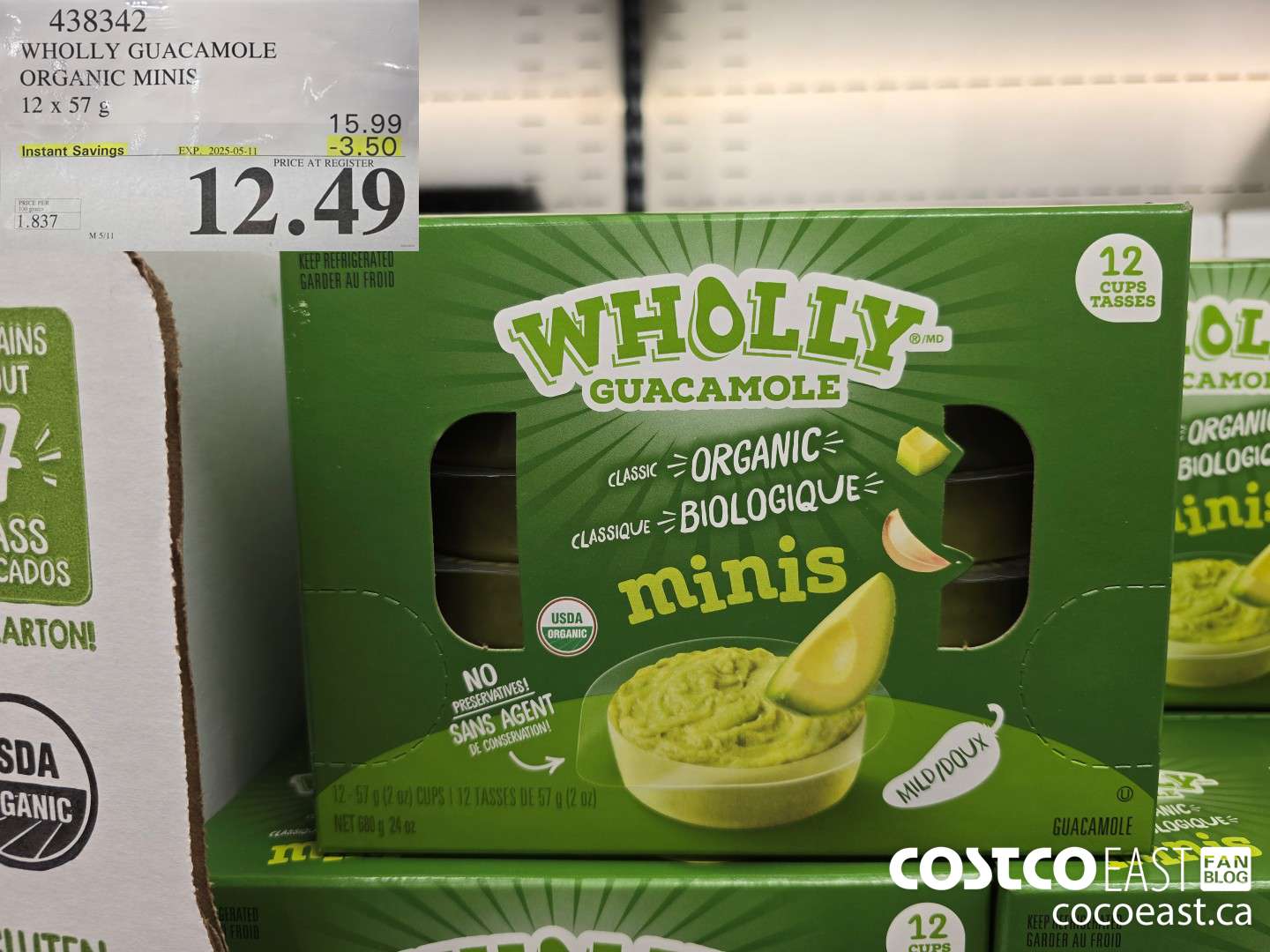 438342 WHOLLY GUACAMOLE ORGANIC MINIS 12 X 57 G ($3.50 INSTANT SAVINGS EXPIRES ON 2025-05-11) $12.49