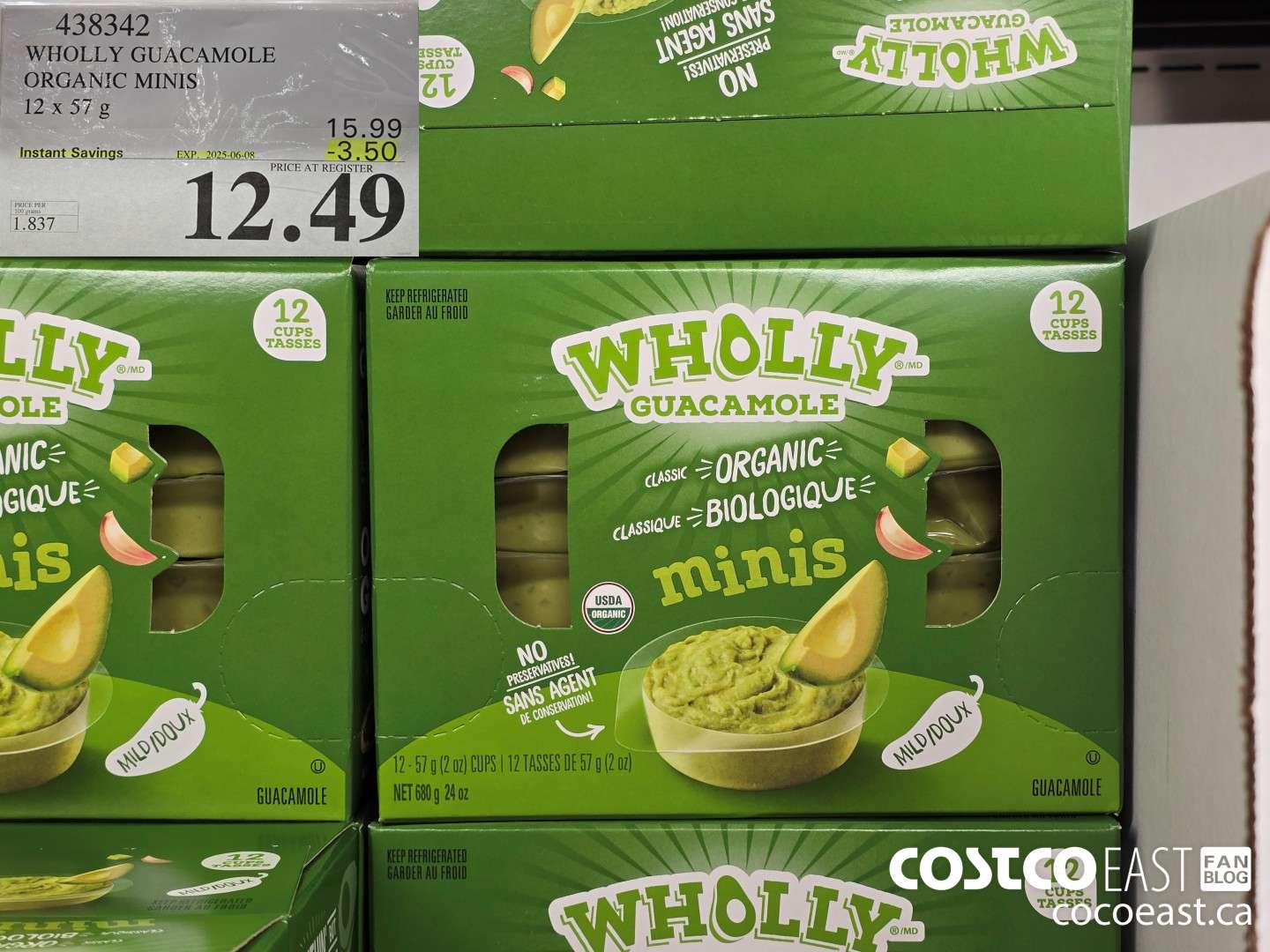 438342 WHOLLY GUACAMOLE ORGANIC MINIS 12 X 57 G ($3.50 INSTANT SAVINGS EXPIRES ON 2025-06-08) $12.49