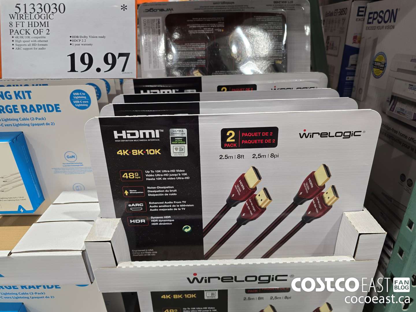 5133030 WIRELOGIC 8 FT HDMI PACK OF 2 $19.97