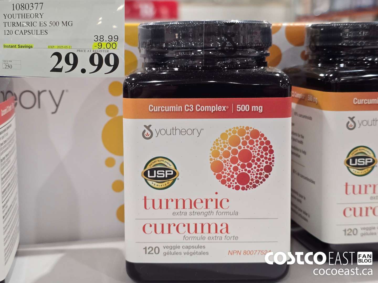 1080377 YOUTHEORY TUMERIC ES 120 VEGGIE CAPSULES ($9.00 INSTANT SAVINGS EXPIRES ON 2025-05-11) $29.99