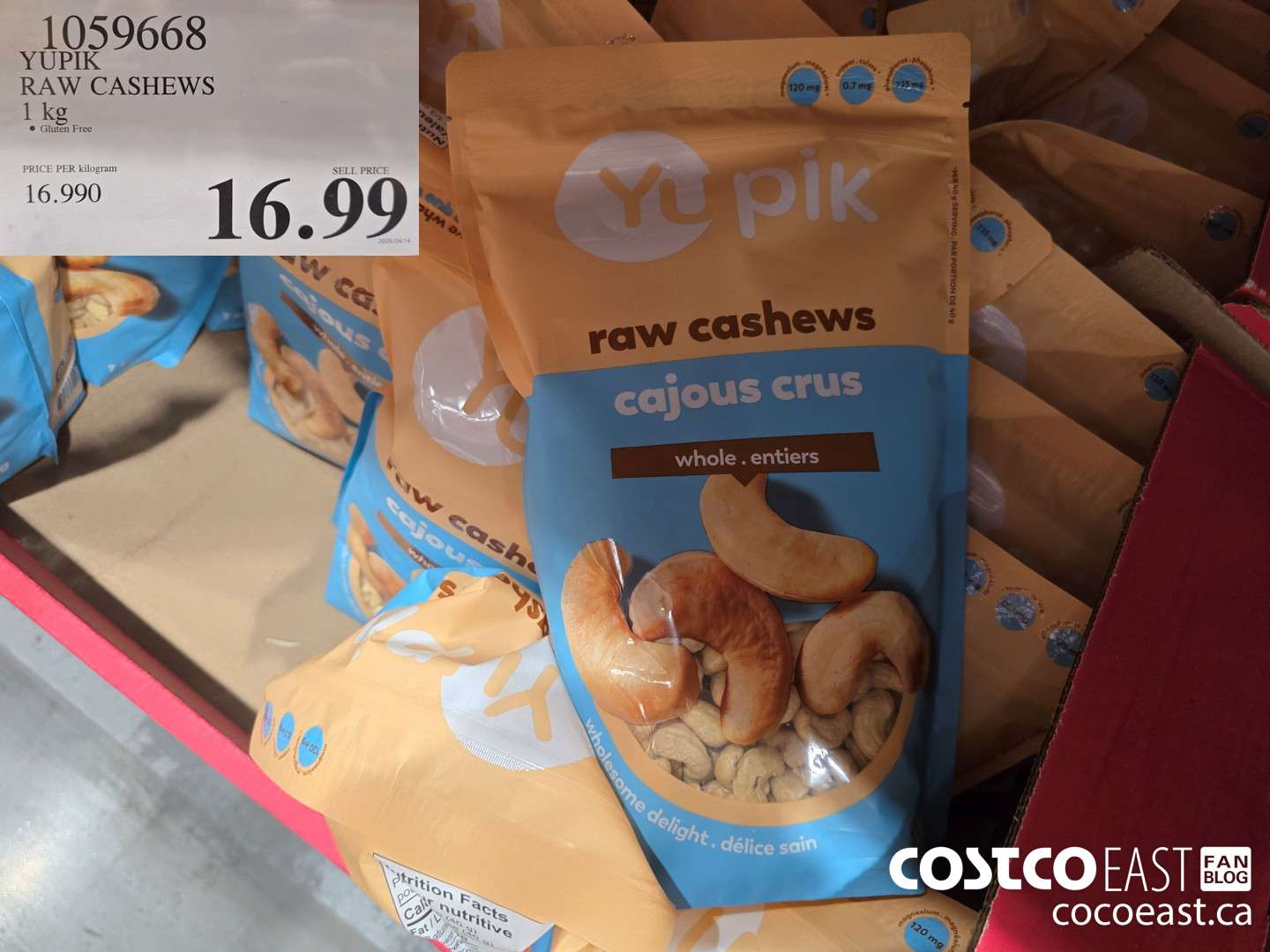 1059668 YUPIK RAW CASHEWS 1 KG $16.99
