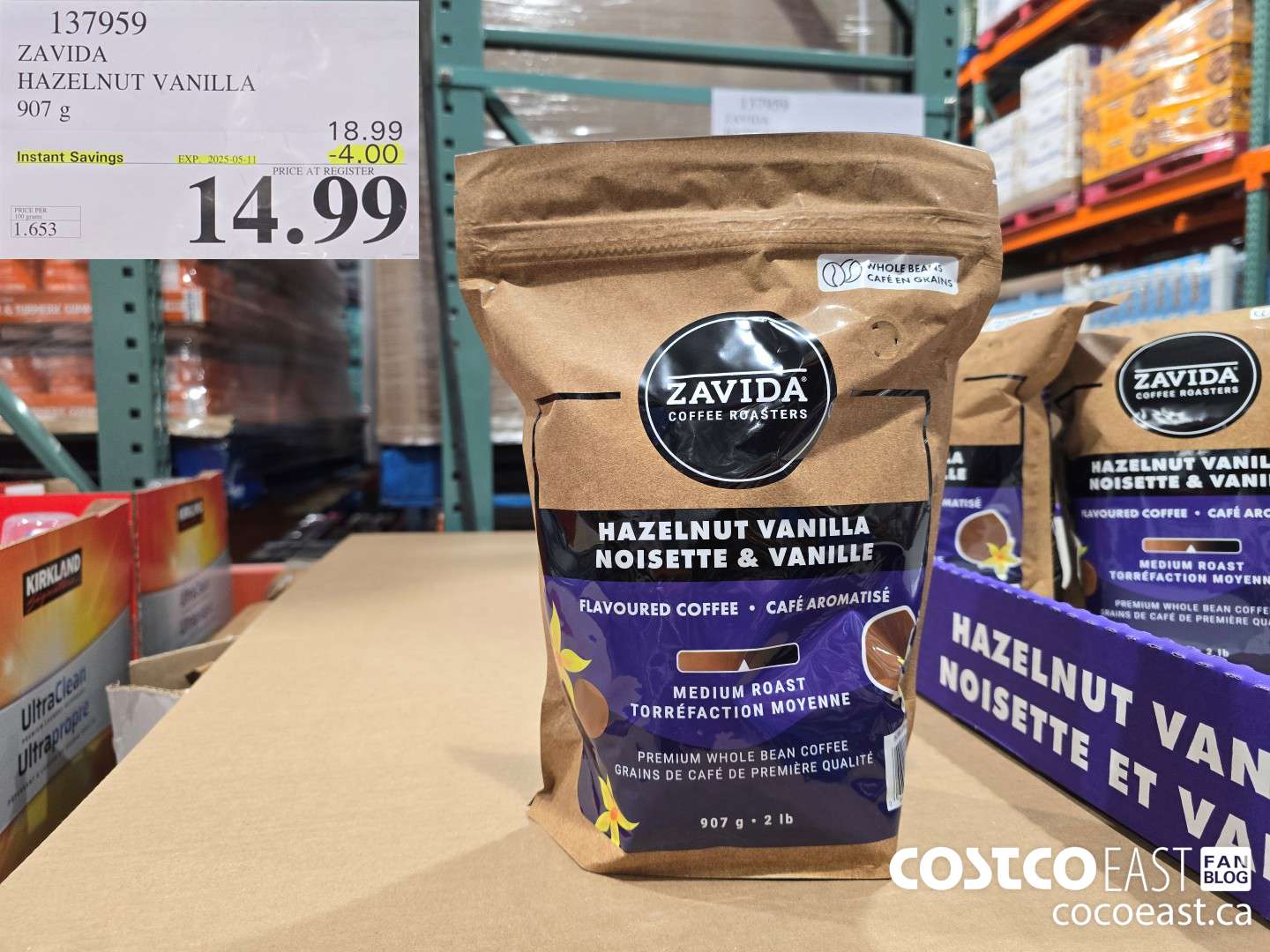 137959 ZAVIDA HAZELNUT VANILLA 907G ($4.00 INSTANT SAVINGS EXPIRES ON 2025-05-11) $14.99