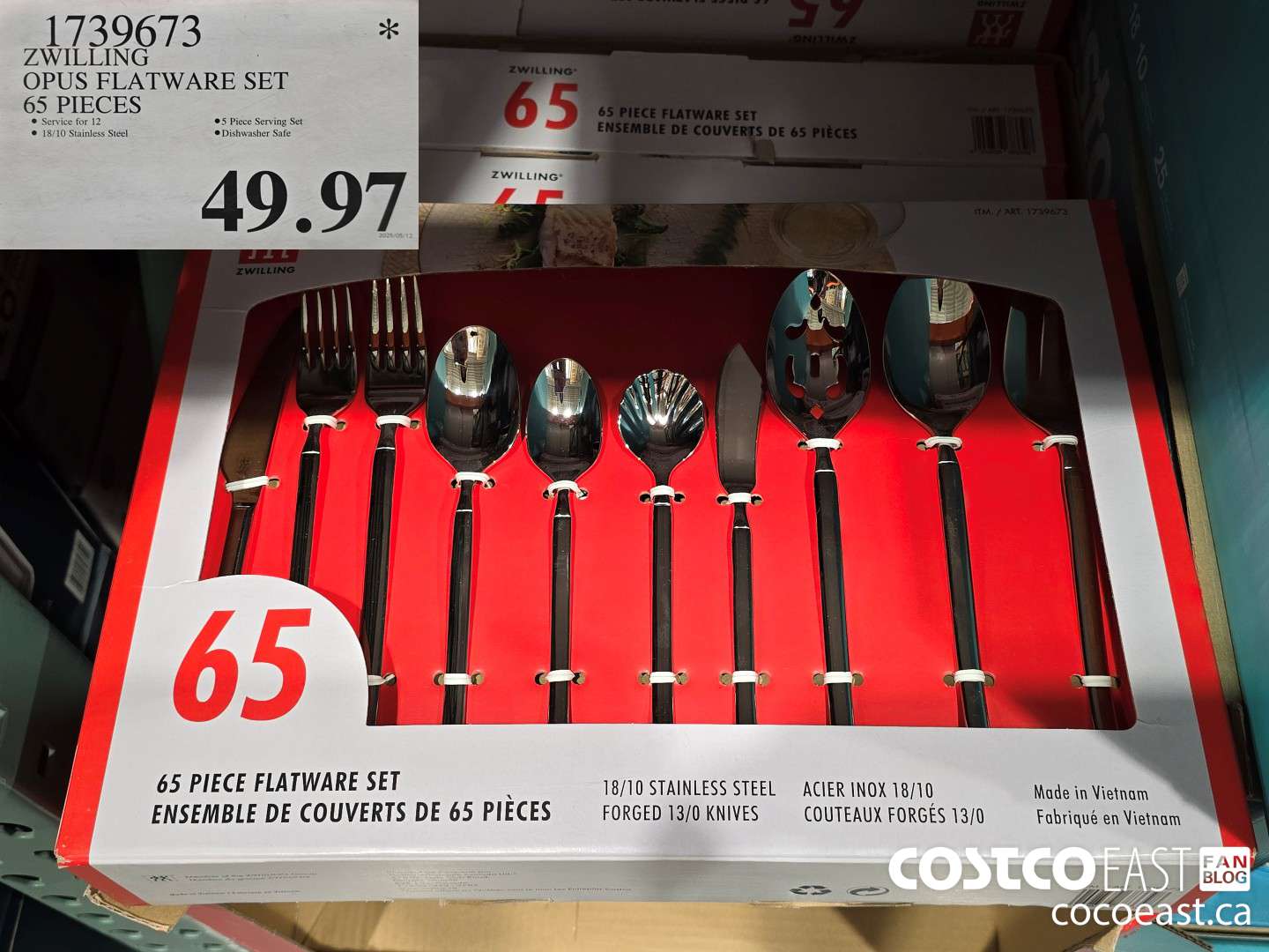 1739673 ZWILLING OPUS FLATWARE SET 65 PIECES $49.97