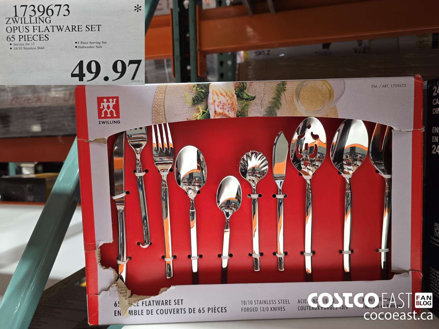 1739673 ZWILLING OPUS FLATWARE SET 65 PIECES $49.97