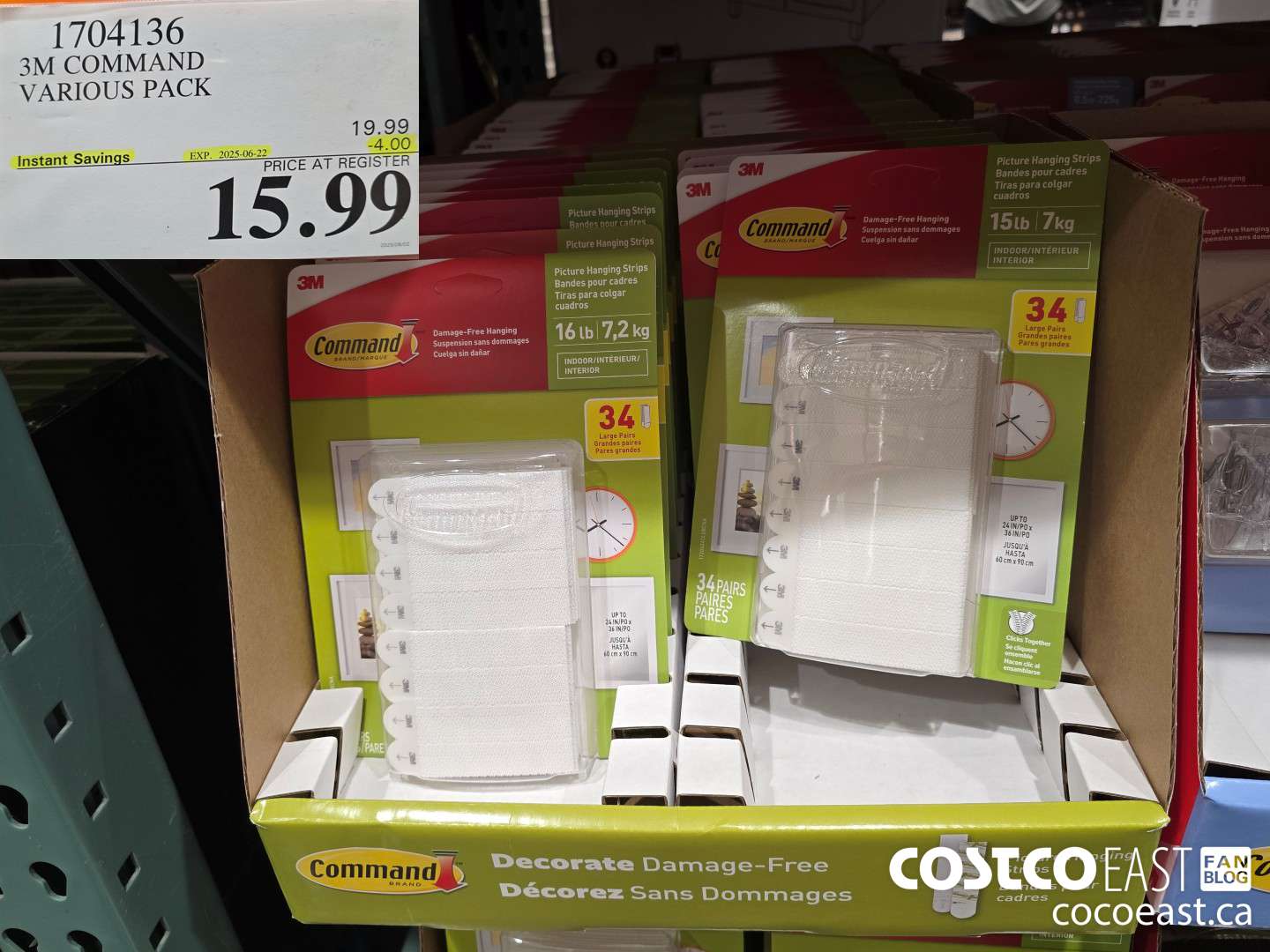 1704136 3M COMMAND VARIOUS PACK ($4.00 INSTANT SAVINGS EXPIRES ON 2025-06-22) $15.99