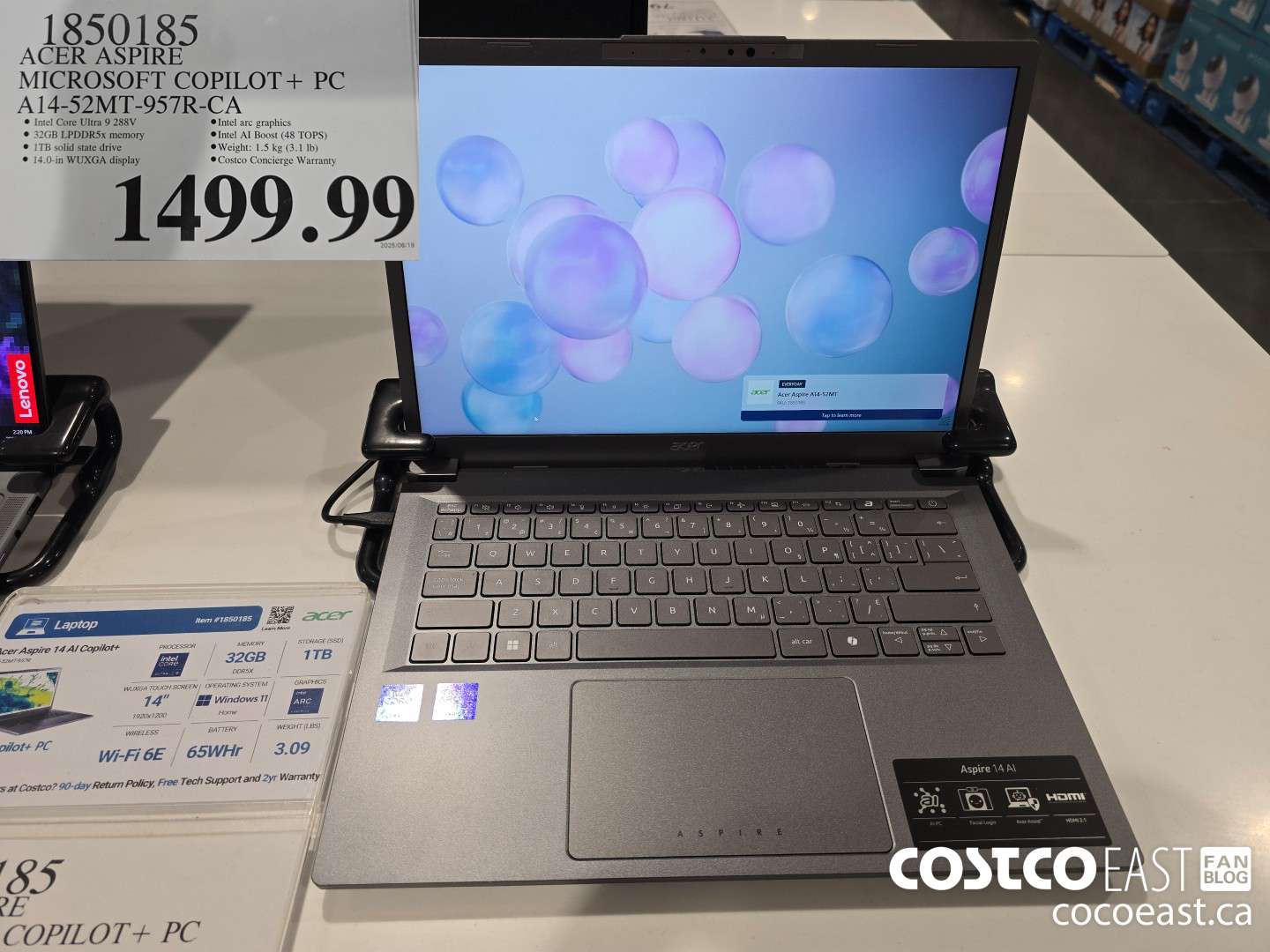 1850185 ACER ASPIRE MICROSOFT COPILOT+ PC A14-52M I-957R-CA $1499.99