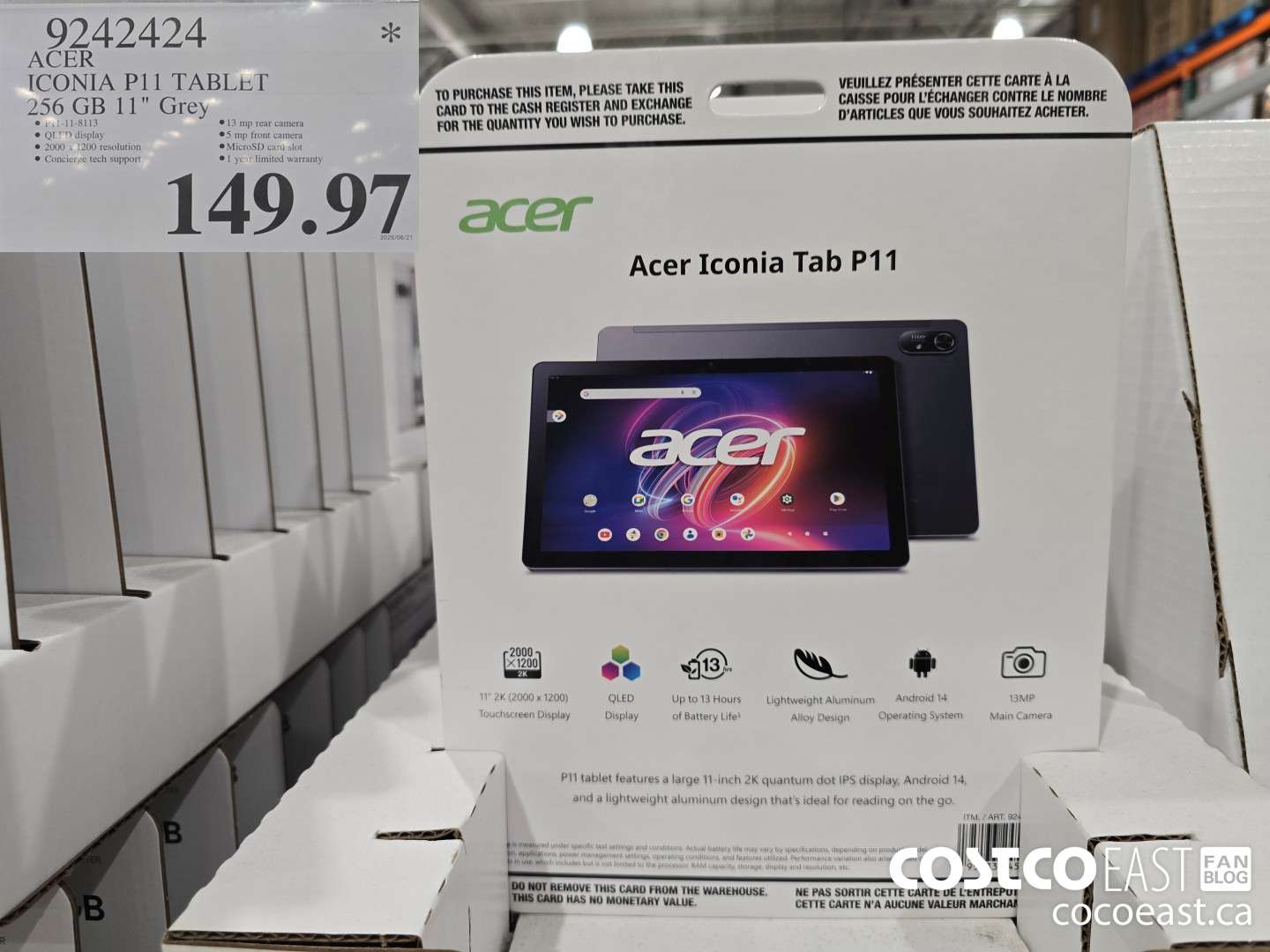9242424 ACER ICONIA P11 TABLET 256GB 11