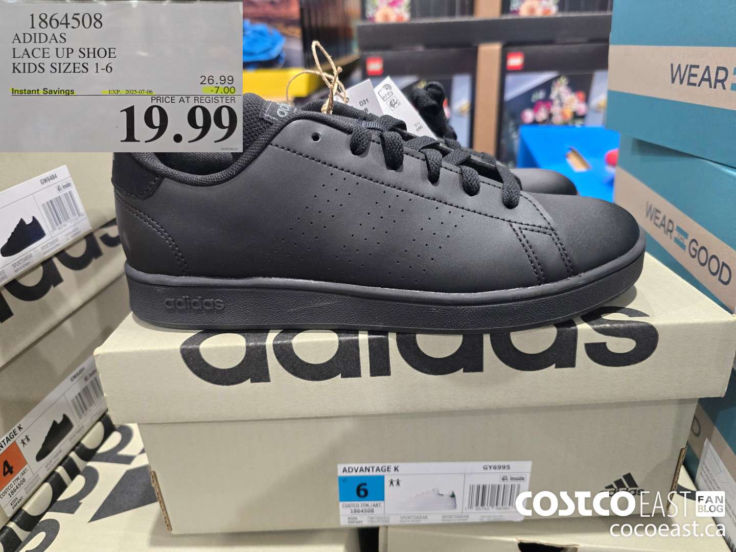 1864508 ADIDAS LACE UP SHOE KIDS SIZES 1-6 ($7.00 INSTANT SAVINGS EXPIRES ON 2025-07-06) $19.99