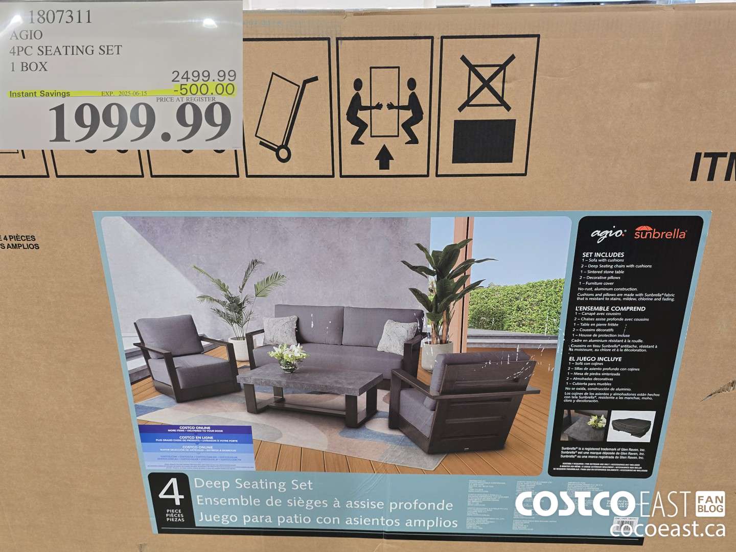 1807311 AGIO 4PC SEATING SET 1 BOX ($500.00 INSTANT SAVINGS EXPIRES ON 2025-06-15) $1999.99