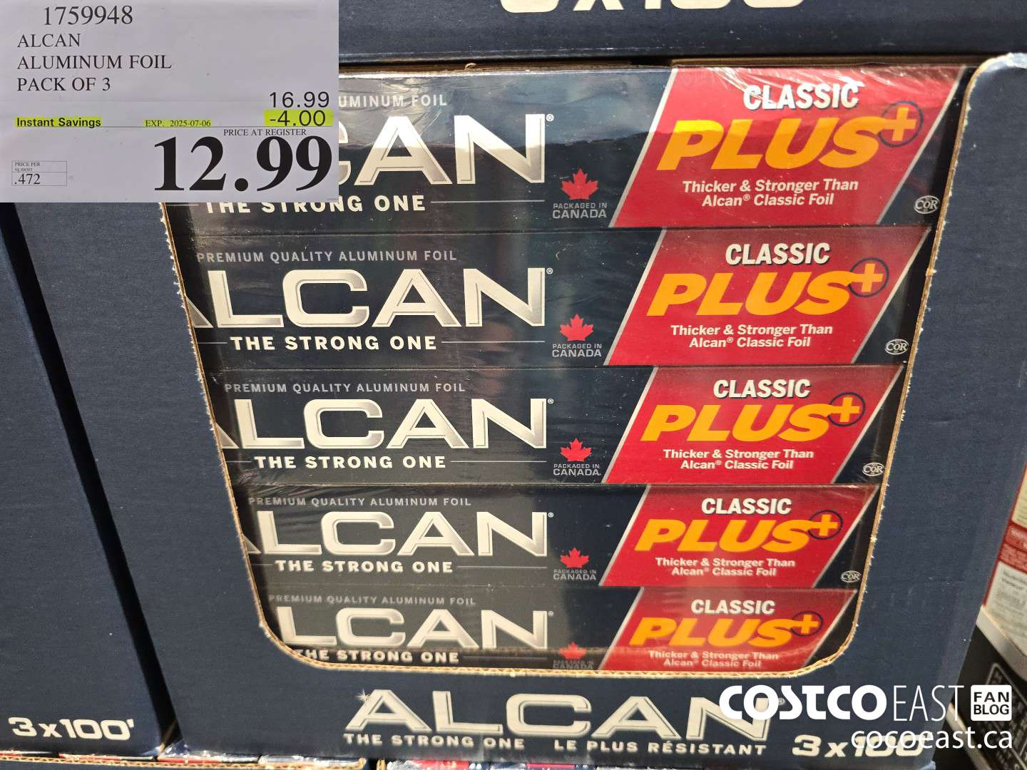 1759948 ALCAN ALUMINUM FOIL PACK OF 3 ($4.00 INSTANT SAVINGS EXPIRES ON 2025-07-06) $12.99