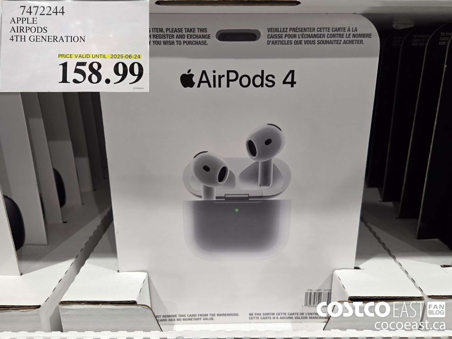 7472244 APPLE AIRPODS 4TH GENERATION (EXPIRES ON 2025-06-24) $158.99