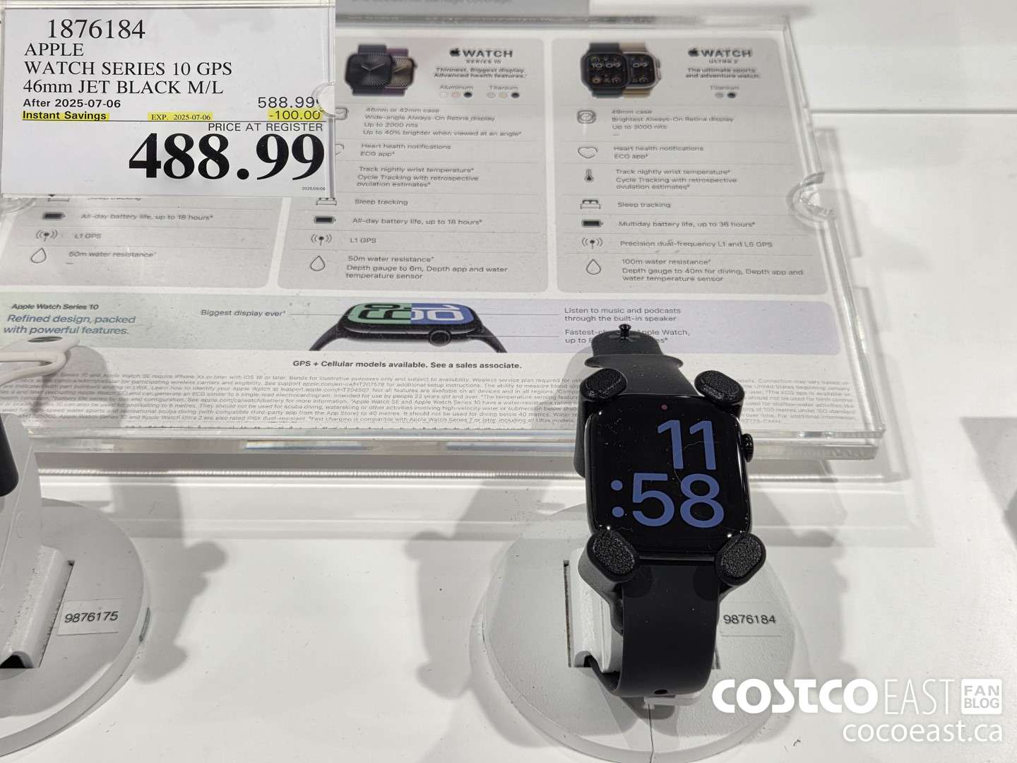 1876184 APPLE WATCH SERIES 10 GPS 46mm JET BLACK M/L ($100.00 INSTANT SAVINGS EXPIRES ON 2025-07-06) $488.99