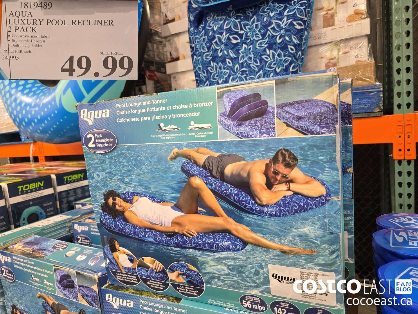 1819489 AQUA LUXURY POOL RECLINER 2 PACK $49.99