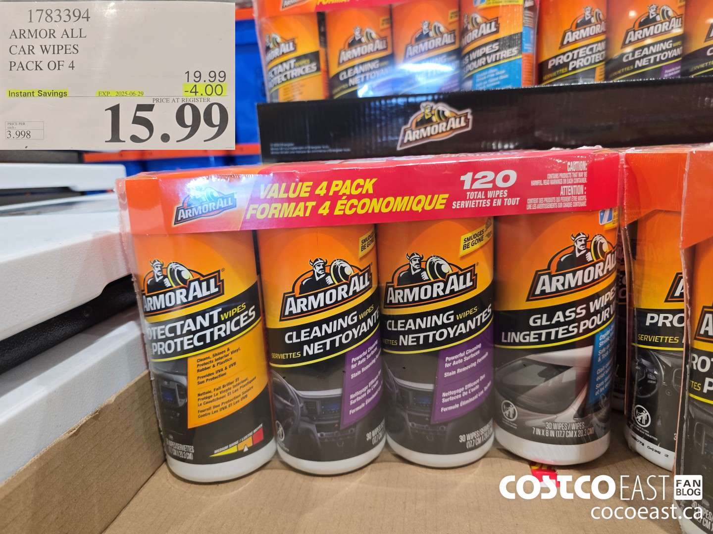 1783394 ARMOR ALL VALUE PACK WIPES PACK OF 4 ($4.00 INSTANT SAVINGS EXPIRES ON 2025-06-29) $15.99