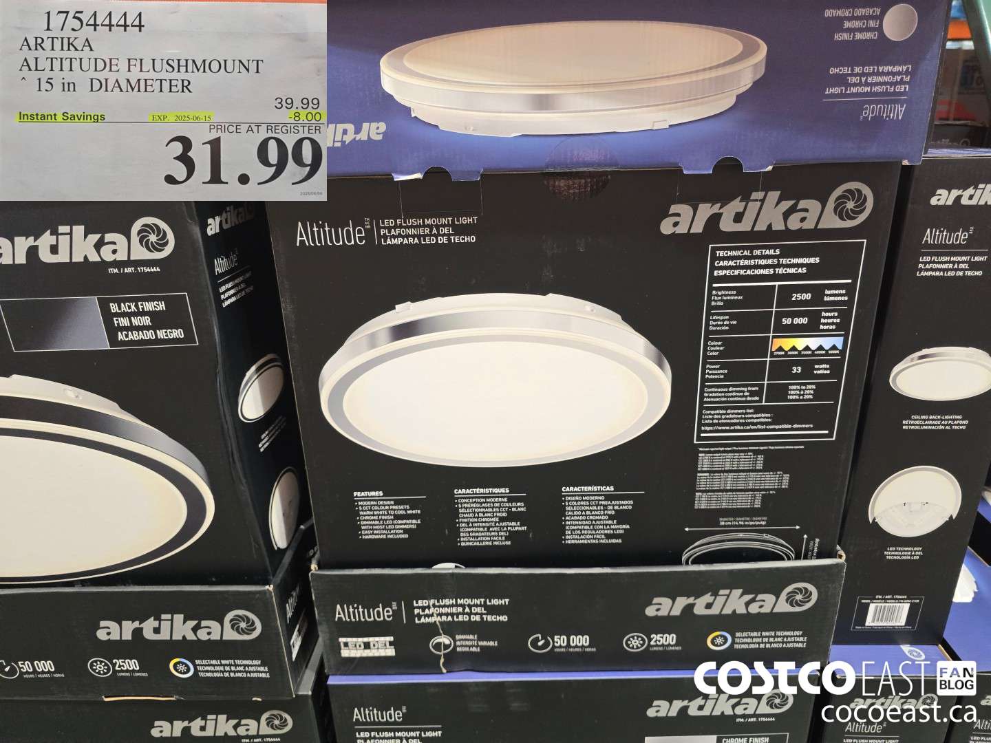 1754444 ARTIKA ALTITUDE FLUSHMOUNT 15IN. DIAMETER ($8.00 INSTANT SAVINGS EXPIRES ON 2025-06-15) $31.99