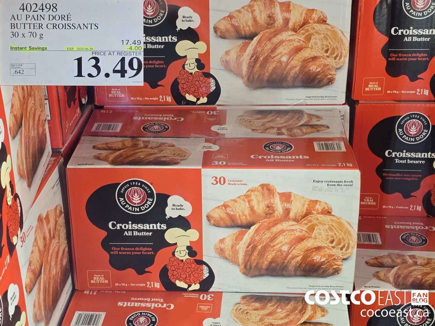 402498 AU PAIN DORE BUTTER CROISSANTS 30 X 70 G ($4.00 INSTANT SAVINGS EXPIRES ON 2025-06-29) $13.49