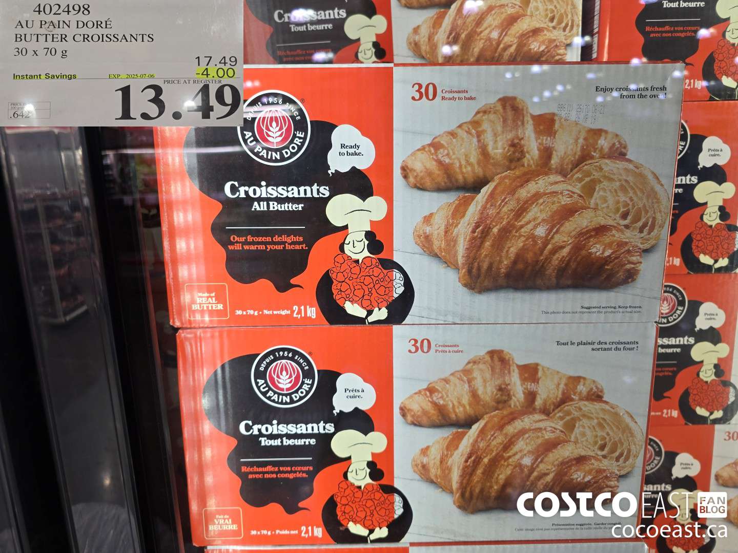 402498 AU PAIN DORE BUTTER CROISSANTS 30 X 70 G ($4.00 INSTANT SAVINGS EXPIRES ON 2025-07-06) $13.49