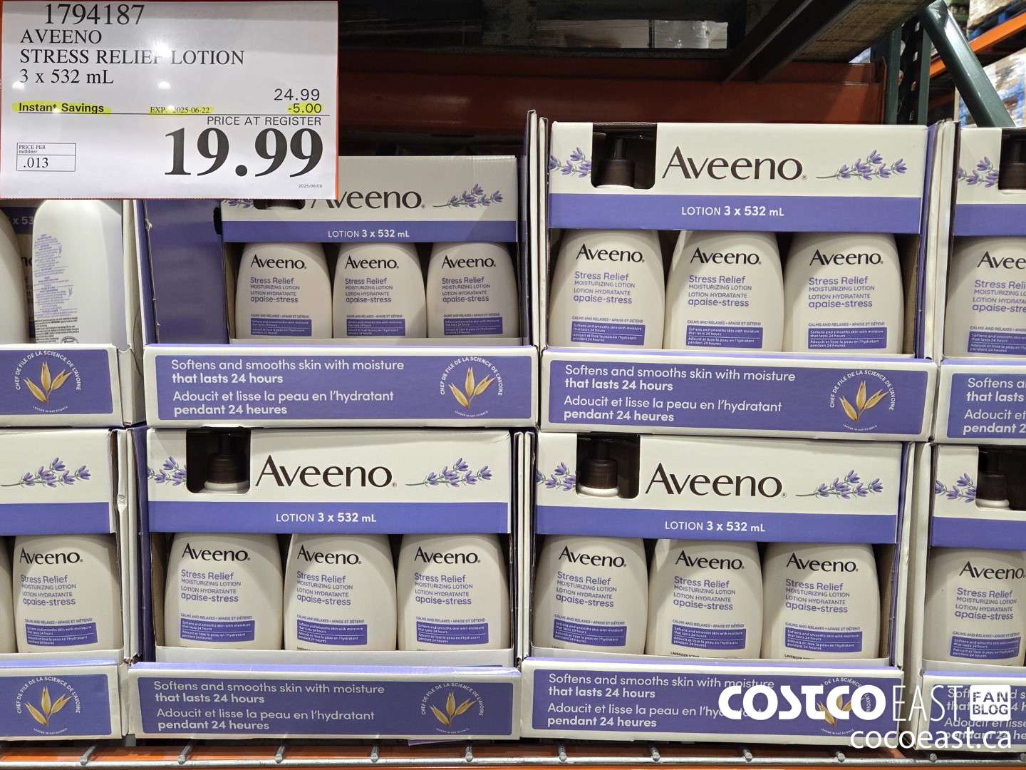 1794187 AVEENO STRESS RELIEF LOTION 3 x 522ml ($5.00 INSTANT SAVINGS EXPIRES ON 2025-06-22) $19.99