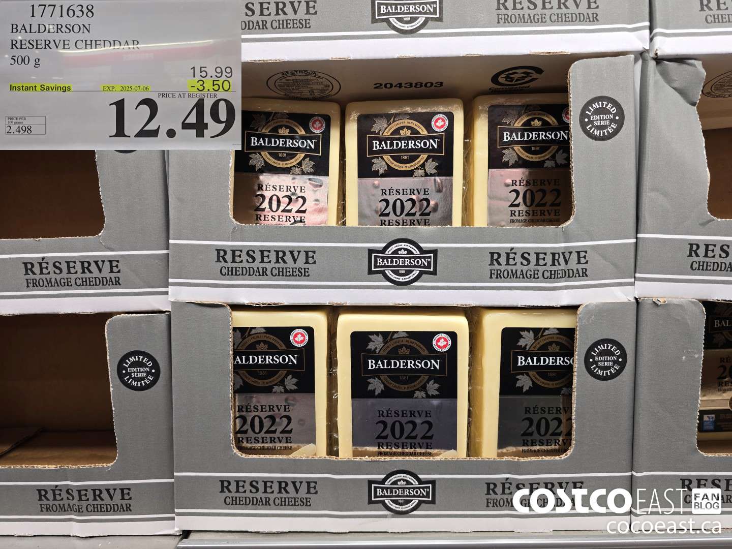 1771638 BALDERSON RESERVE CHEDDAR 500 G ($3.50 INSTANT SAVINGS EXPIRES ON 2025-07-06) $12.49